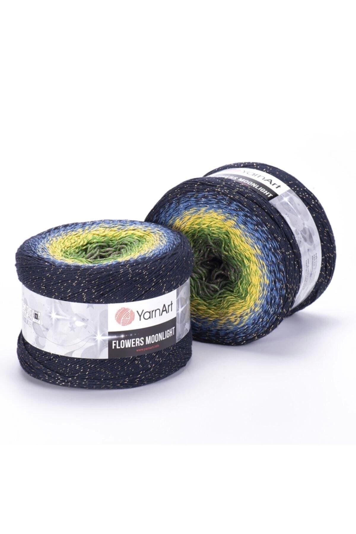Yarnart Flori Moonlight - Marbling Cu Sclipici Tricotat Manual Ebruli-3250 - One Size