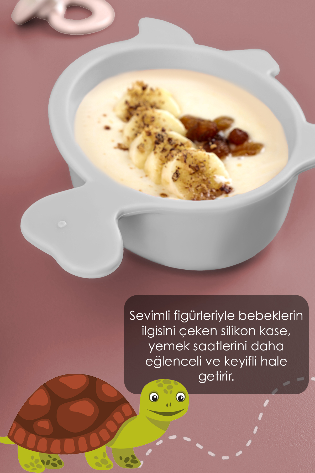 Meleni Baby 3'lü Hayvan Figürlü Silikon Bebek Mama Kasesi Seti - Şekilli Bebek Beslenme Kasesi Gri fotoğrafı 4 (önizleme)