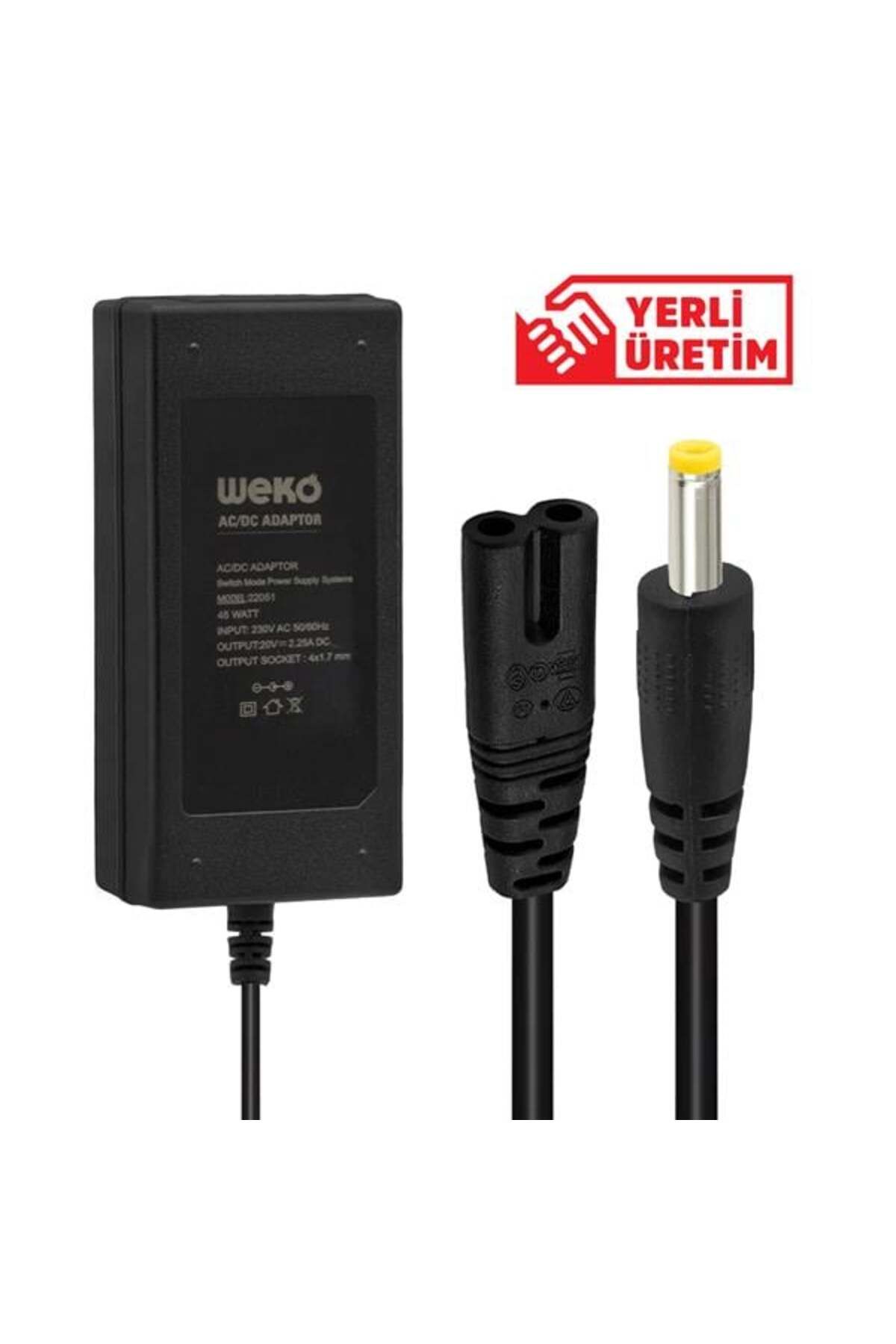 ShopZum 20 Volt - 2.25 Amper 4.0*1.7 Uçlu Yerli ÜṙM Notebook Adaptör