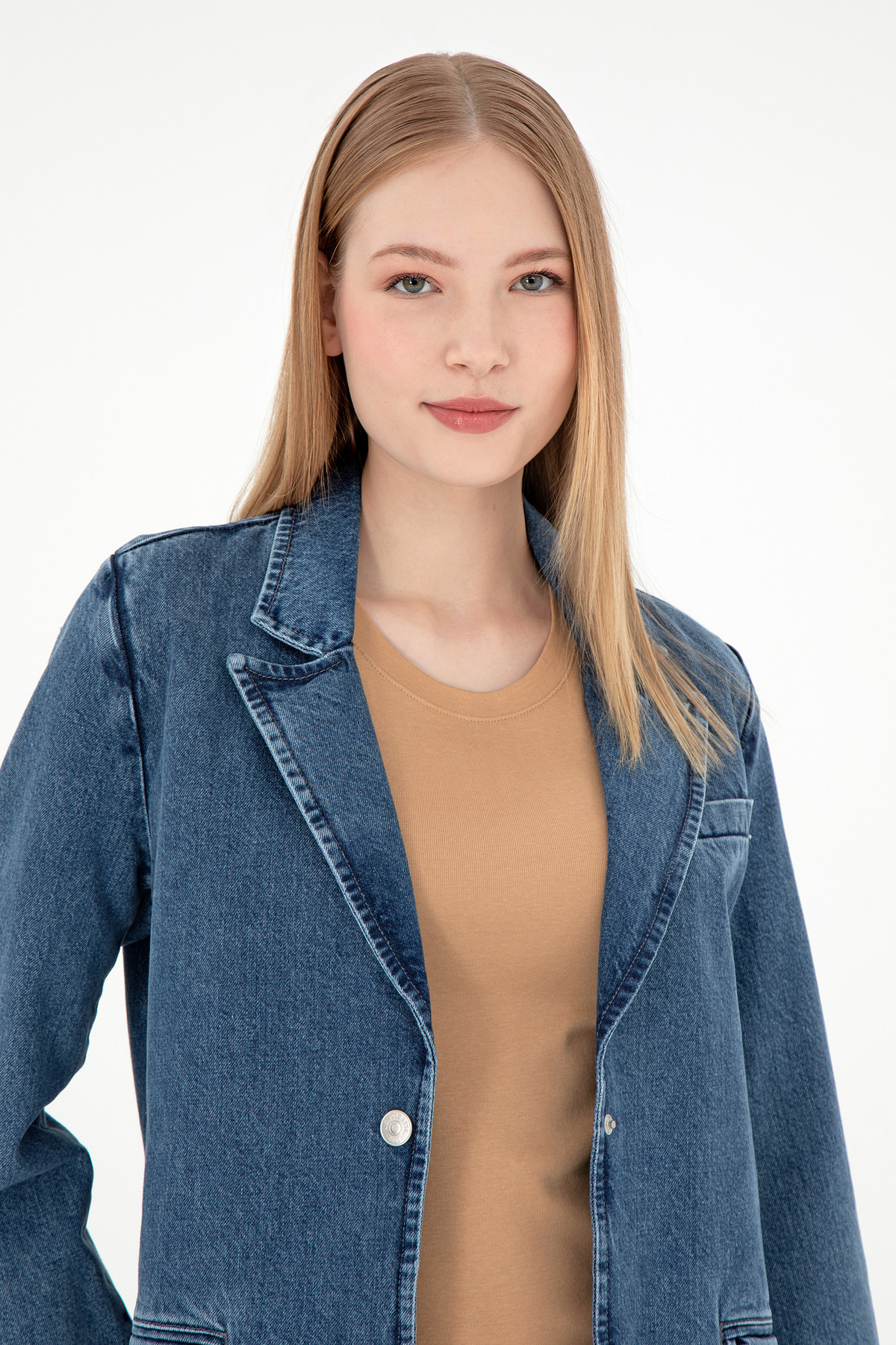U.S. Polo Assn. Kadın Açık Mavi Jean Gömlek 50291133-DN0021 görsel 2
