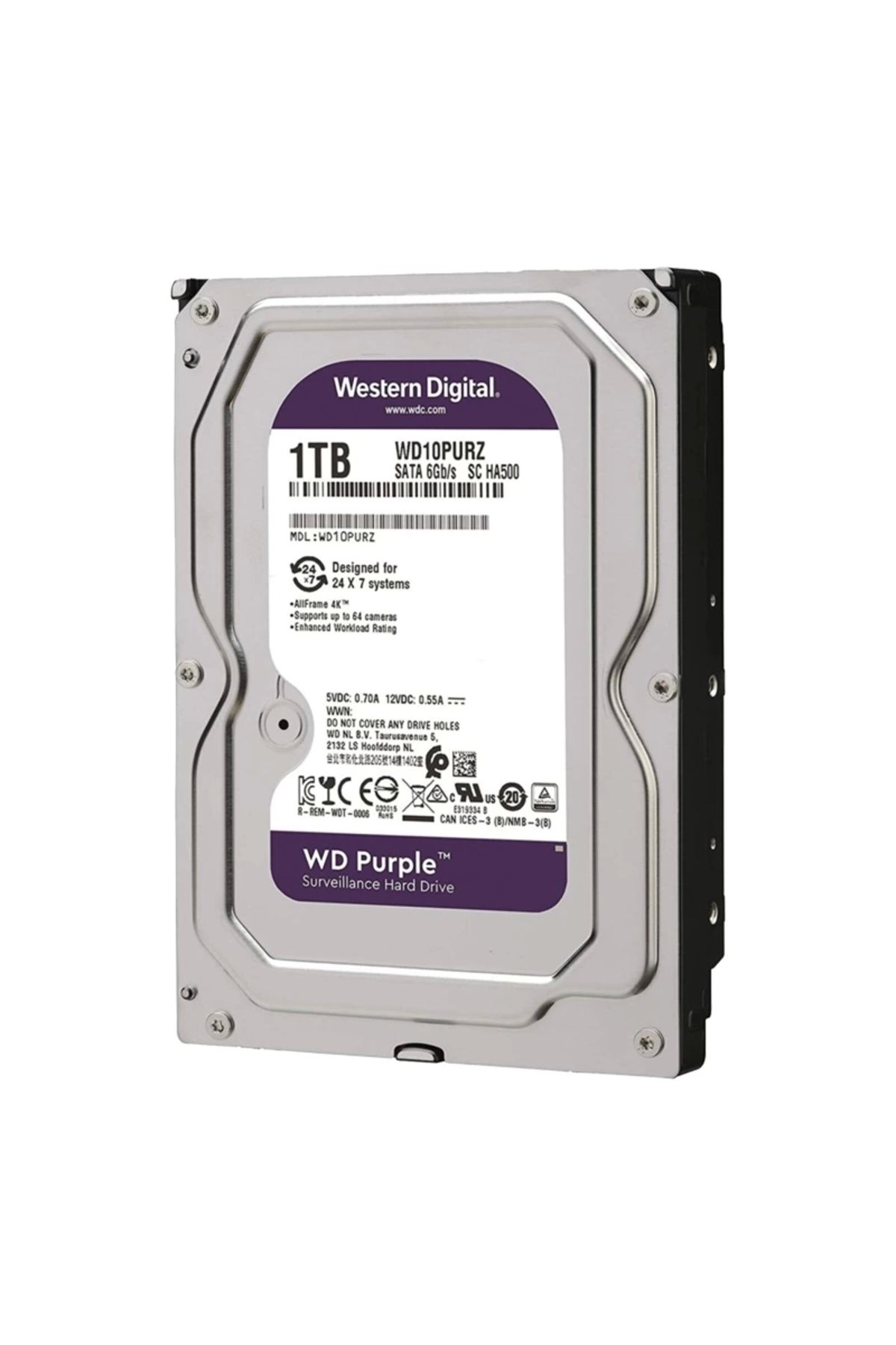 Eng WESTERN DIGITAL PURPLE WD10PURZ 1 TB SATA 6GB/S 7/24 GÜVENLİK HARDDISK (4172)