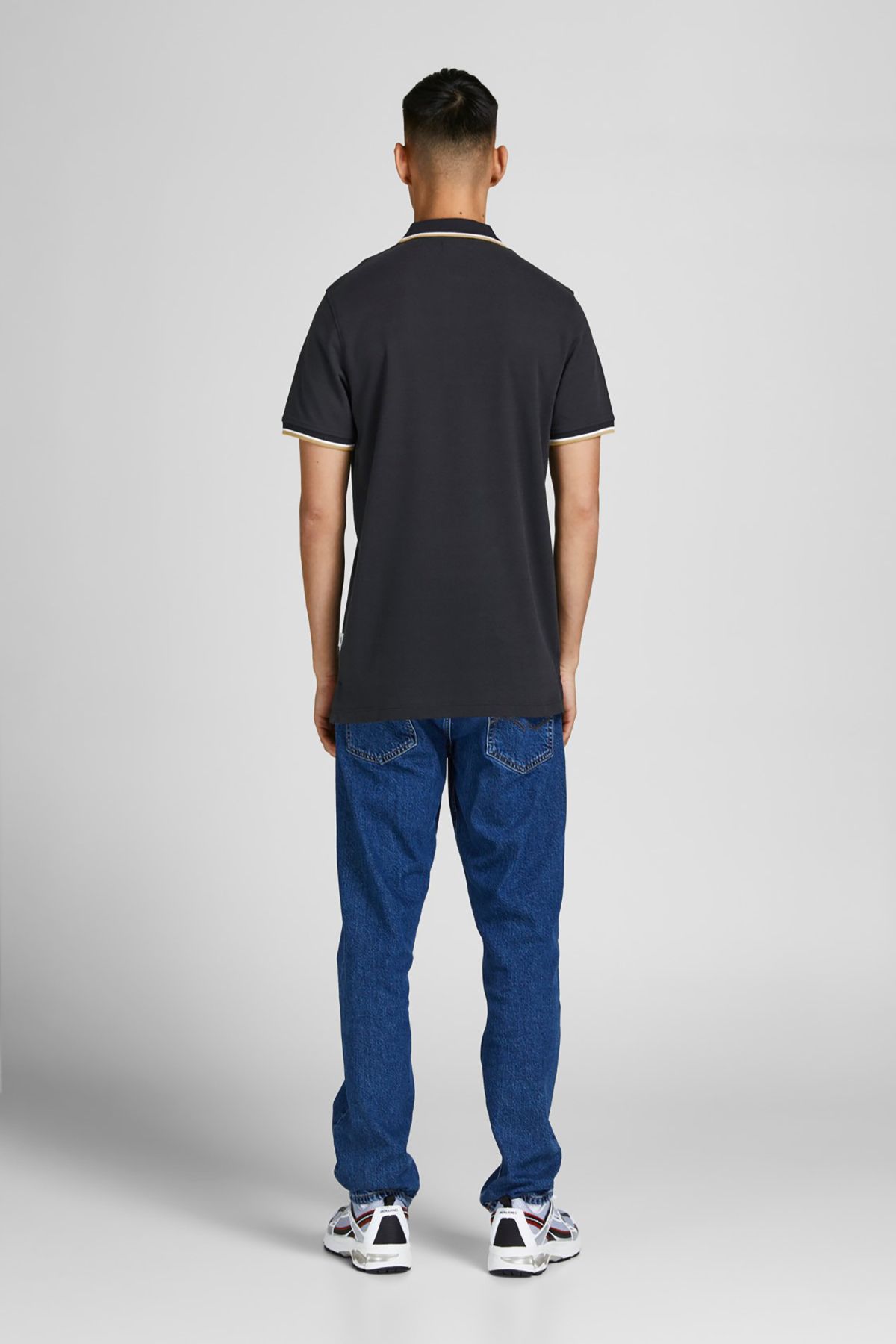 تی شرت مشکی مردانه سیاه Jack Jones یقه پولو خاکستری تیره 12169064 Jack & Jones