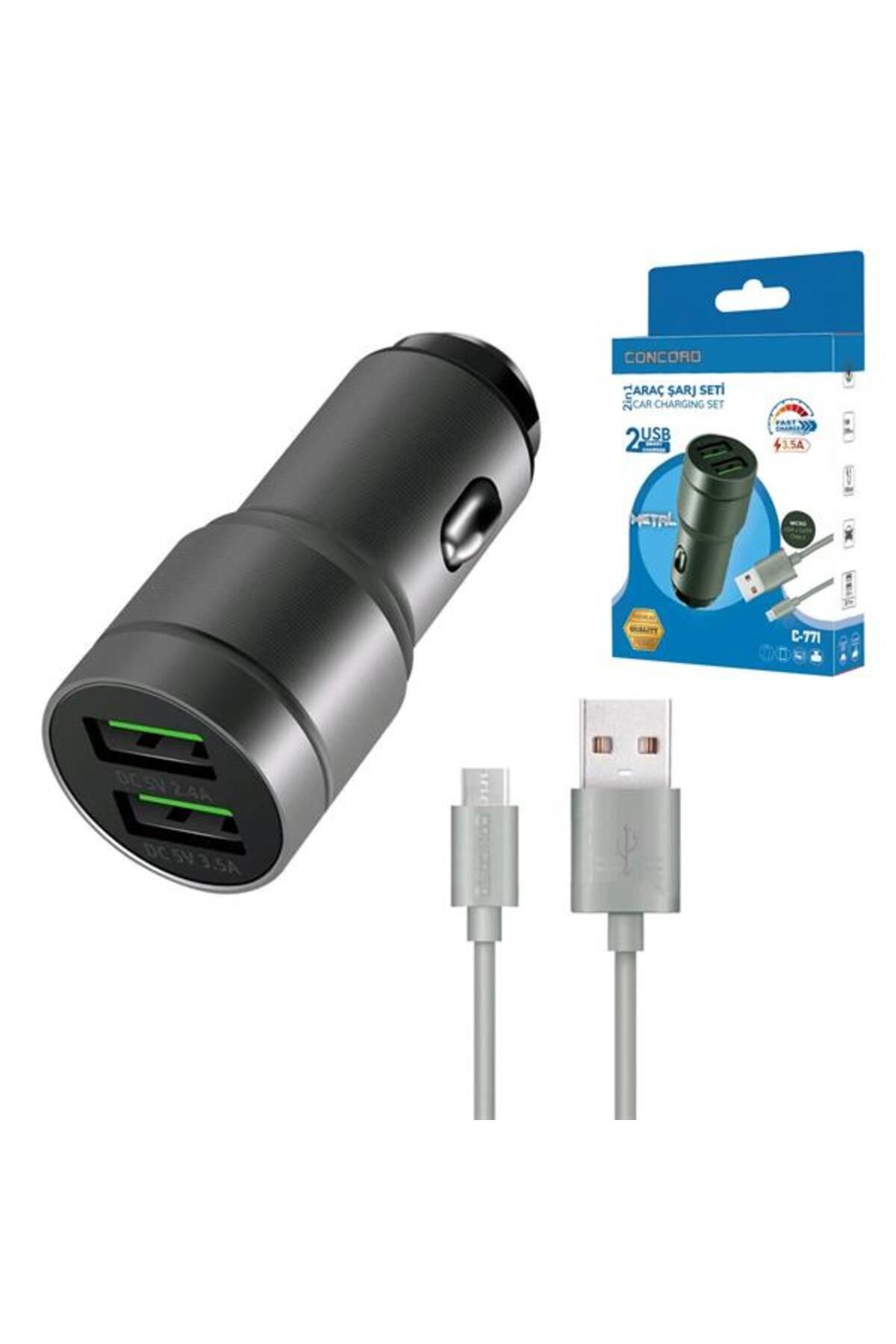 ShopZum Concord C-771 Araç Çakmak Şarj S Micro 2Xusb