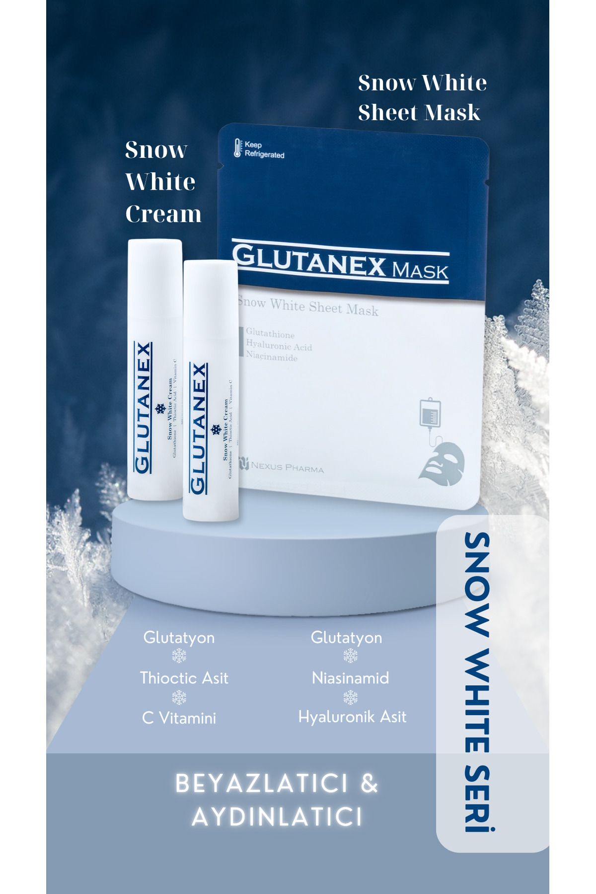 GLUTANEX Snow White Aydınlatıcı Seri-Beyazlatıcı Krem ve Maske