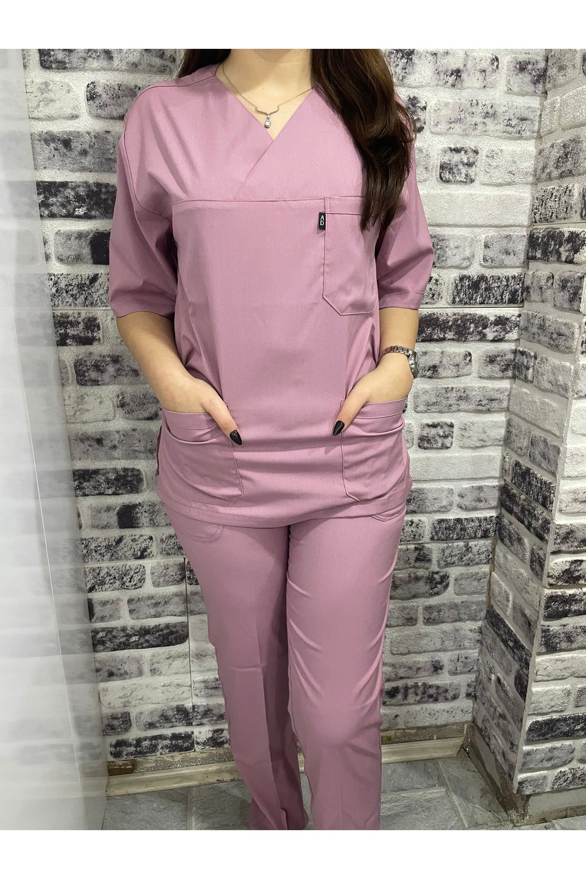 MODA AD Üniforma Unisex Pembe Doktor Hemşire Medikal Cerrahi Forma