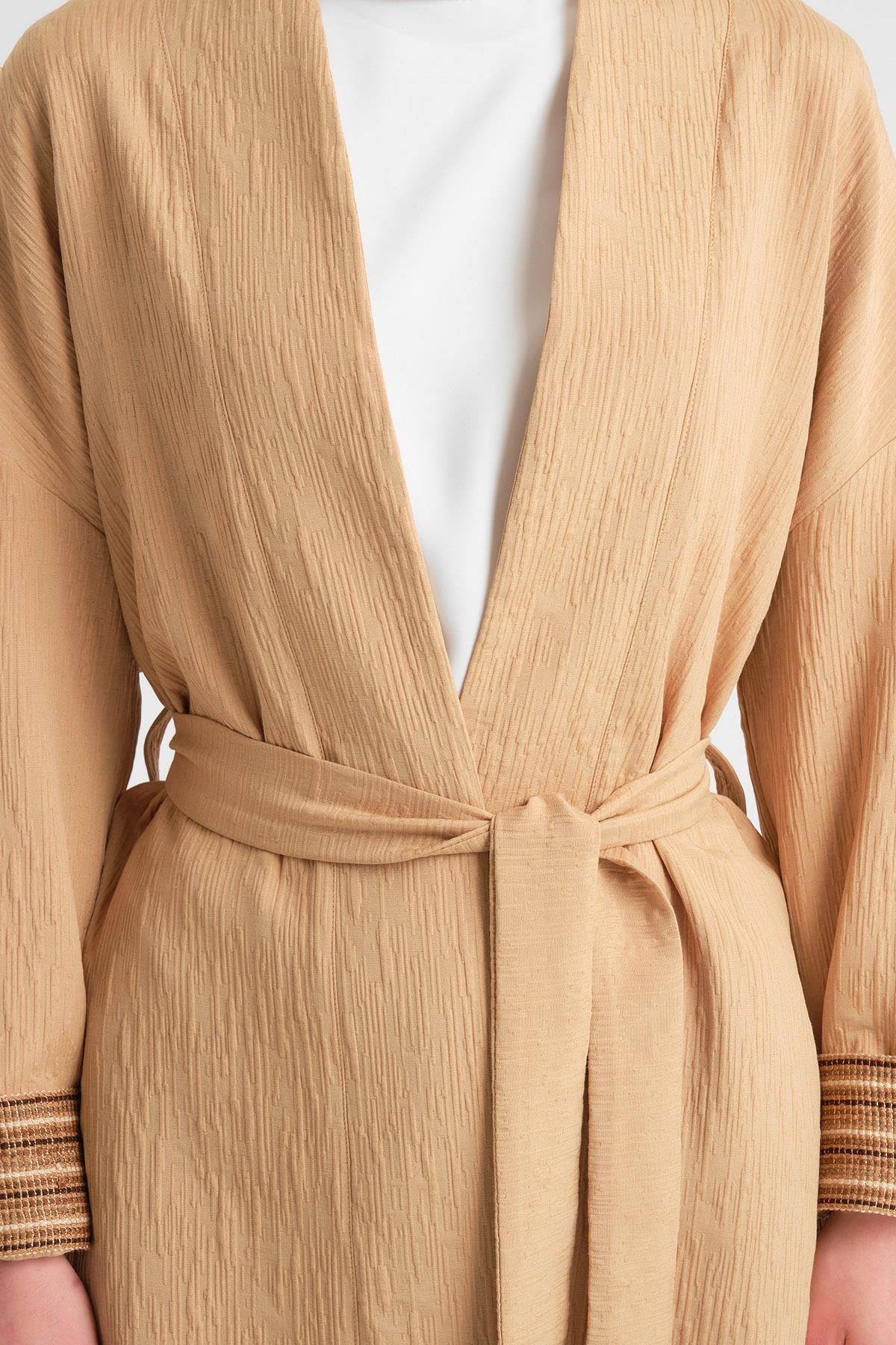 Armine-Camel Kimono Set - Textured Fabric, Model 24Y6812 7