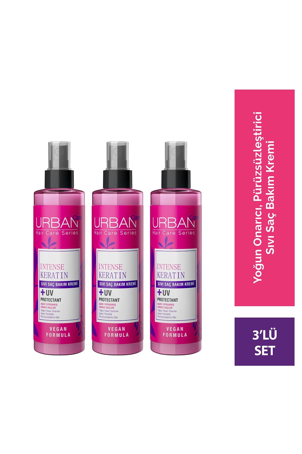 Urban Care نرم کننده مایع موی قوی و کراتینه برای موهای به شدت آسیب دیده و بی جان، 3x200 میلی لیتر - گیاهی — SET.URB.199
