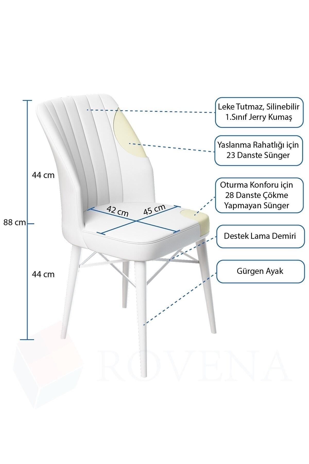Rima Beyaz 70x110 Mdf Sabit Yemek Masası Takımı 2 Adet Sandalye-4