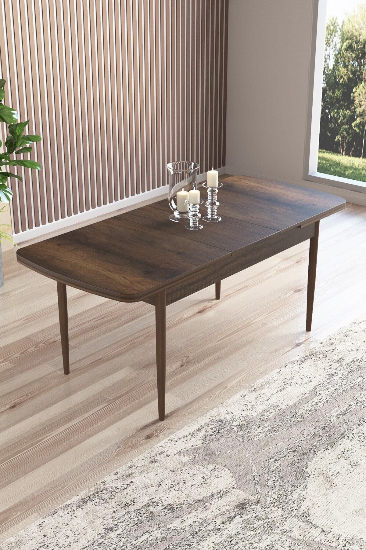 Vilte Barok Desen 80x132 Mdf Açılabilir Mutfak Masası Takımı 6 Adet Sandalye-3