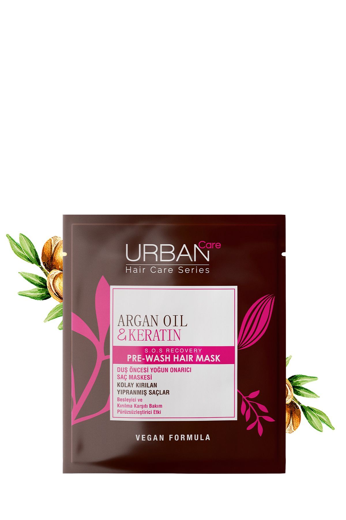 Argan Oil & Keratin Kolay Kırılan Yıpranmış Saçlara Özel Duş Öncesi Saç Bakım Maskesi 3x50ml-vegan — SET.URB.160 — تصویر 2 از 5