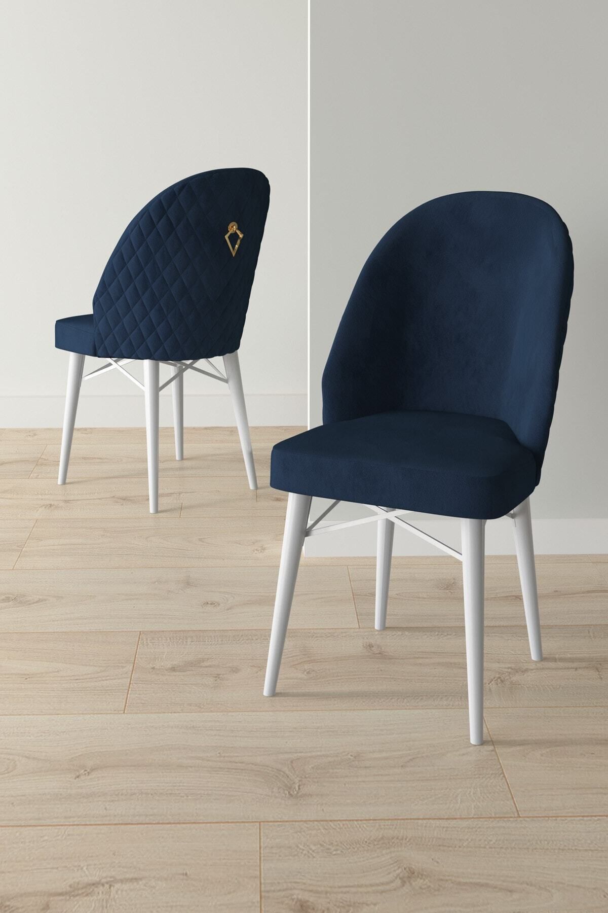 violeta Beyaz Mermer Desen 80x132 Mdf Açılabilir Yemek Masası Takımı 6 Adet Sandalye-2
