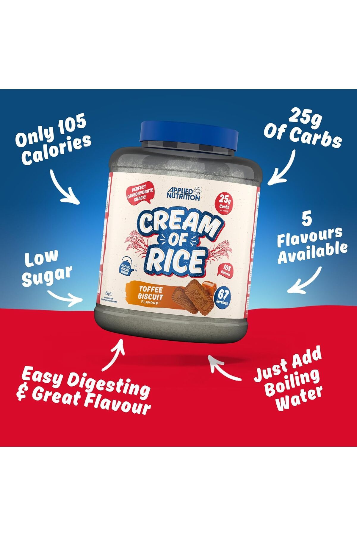 applied nutrition-Cream Of Rice, Toffee Biscuit, 2 Kg | High Carbohydrate | Source Of Energy For Breakfast & Snacks 4