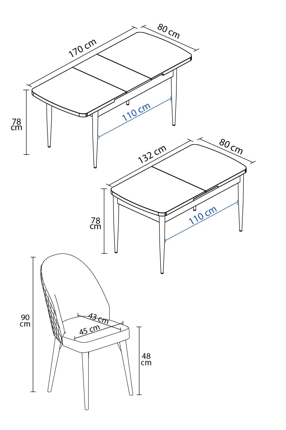 Aleksa Barok Desen 80x132 Mdf Açılabilir Mutfak Masası Takımı 4 Adet Sandalye-4