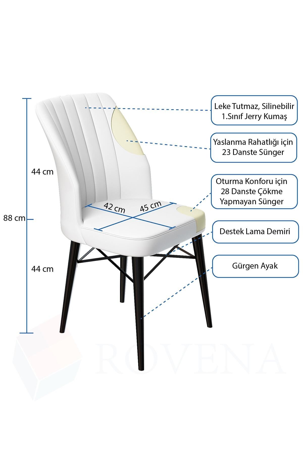 Rima Siyah Mermer Desen 70x110 Mdf Sabit Mutfak Masası Takımı 4 Adet Sandalye-3