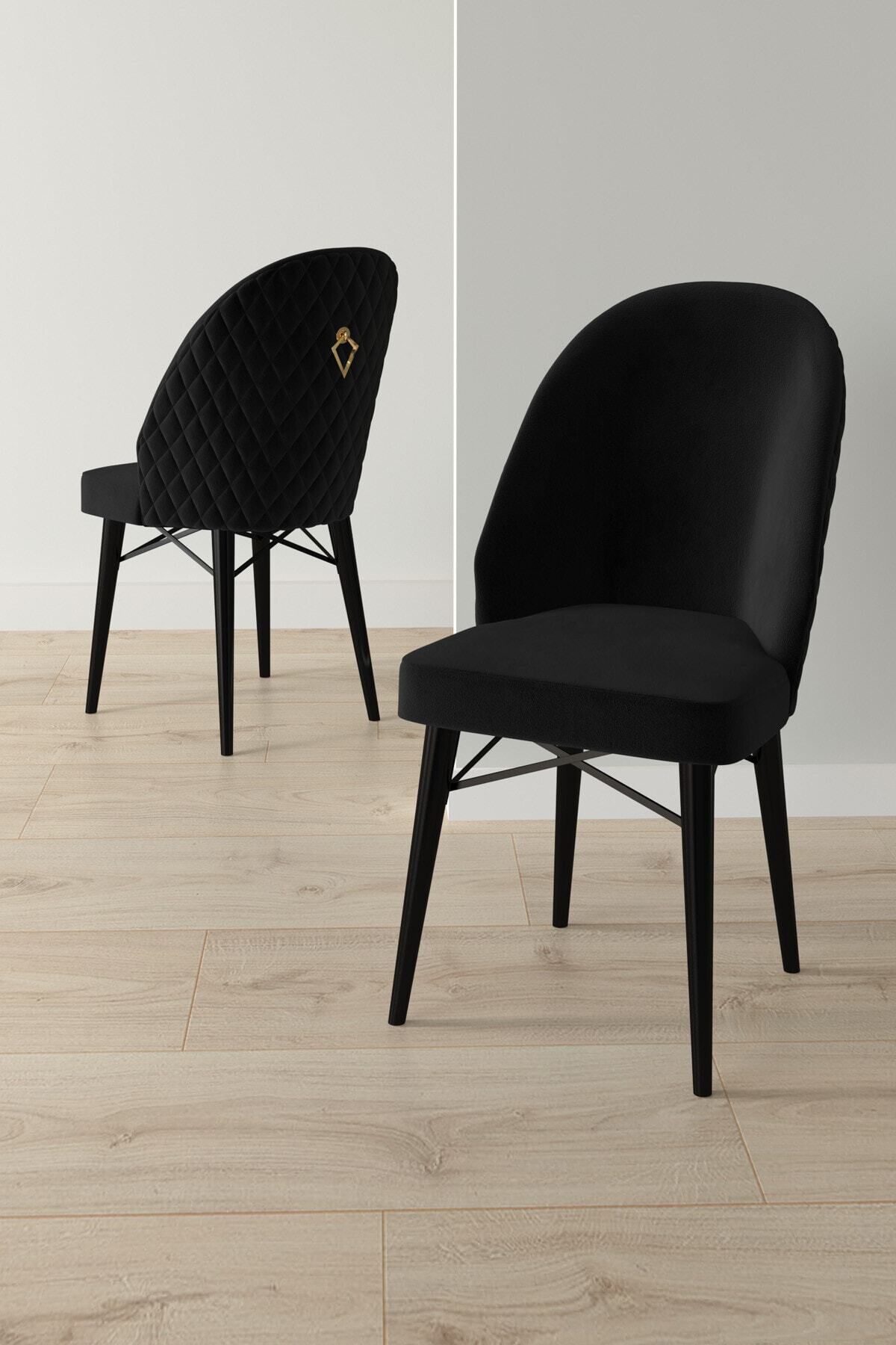 violeta Siyah Mermer Desen 80x132 Mdf Açılabilir Yemek Masası Takımı 6 Adet Sandalye-2