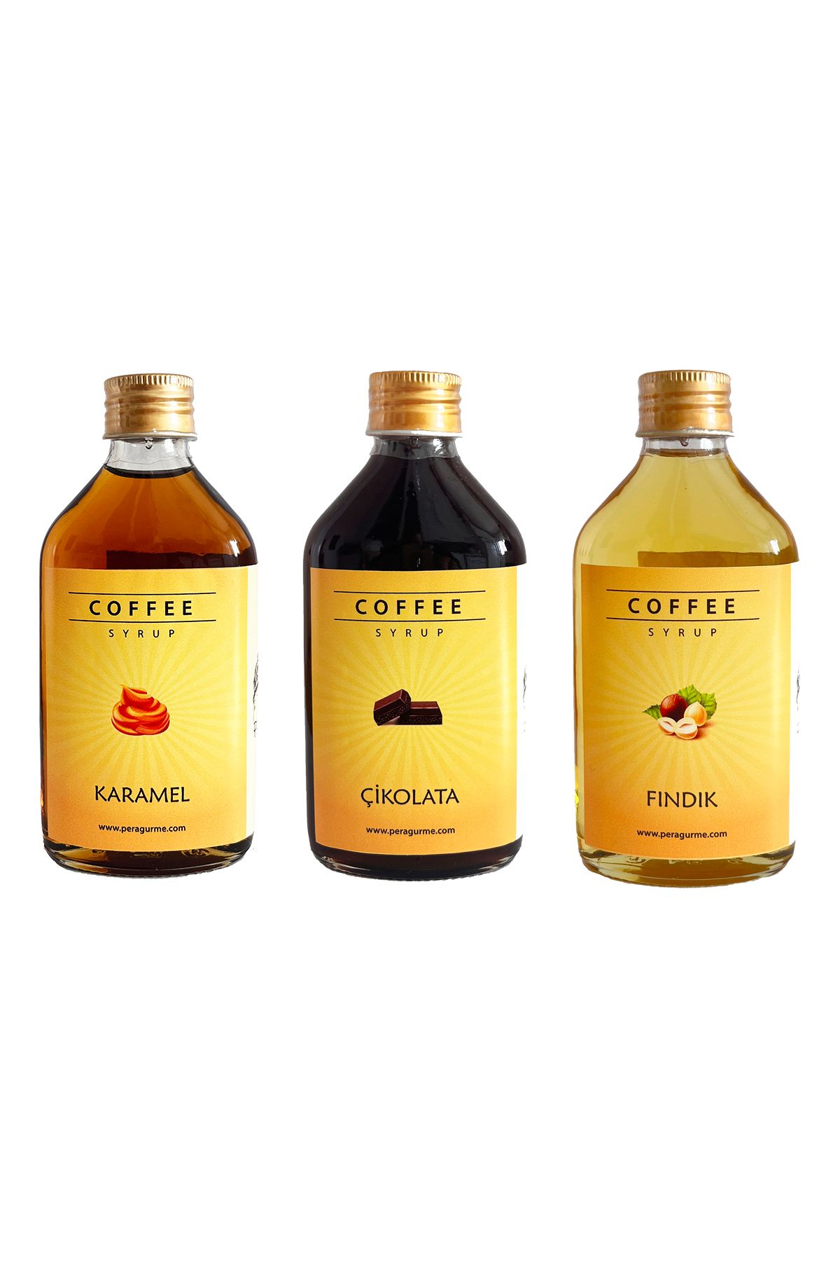 PERA GURME Karamel, Çikolata, Fındık Şurup Set 3 x 200ml