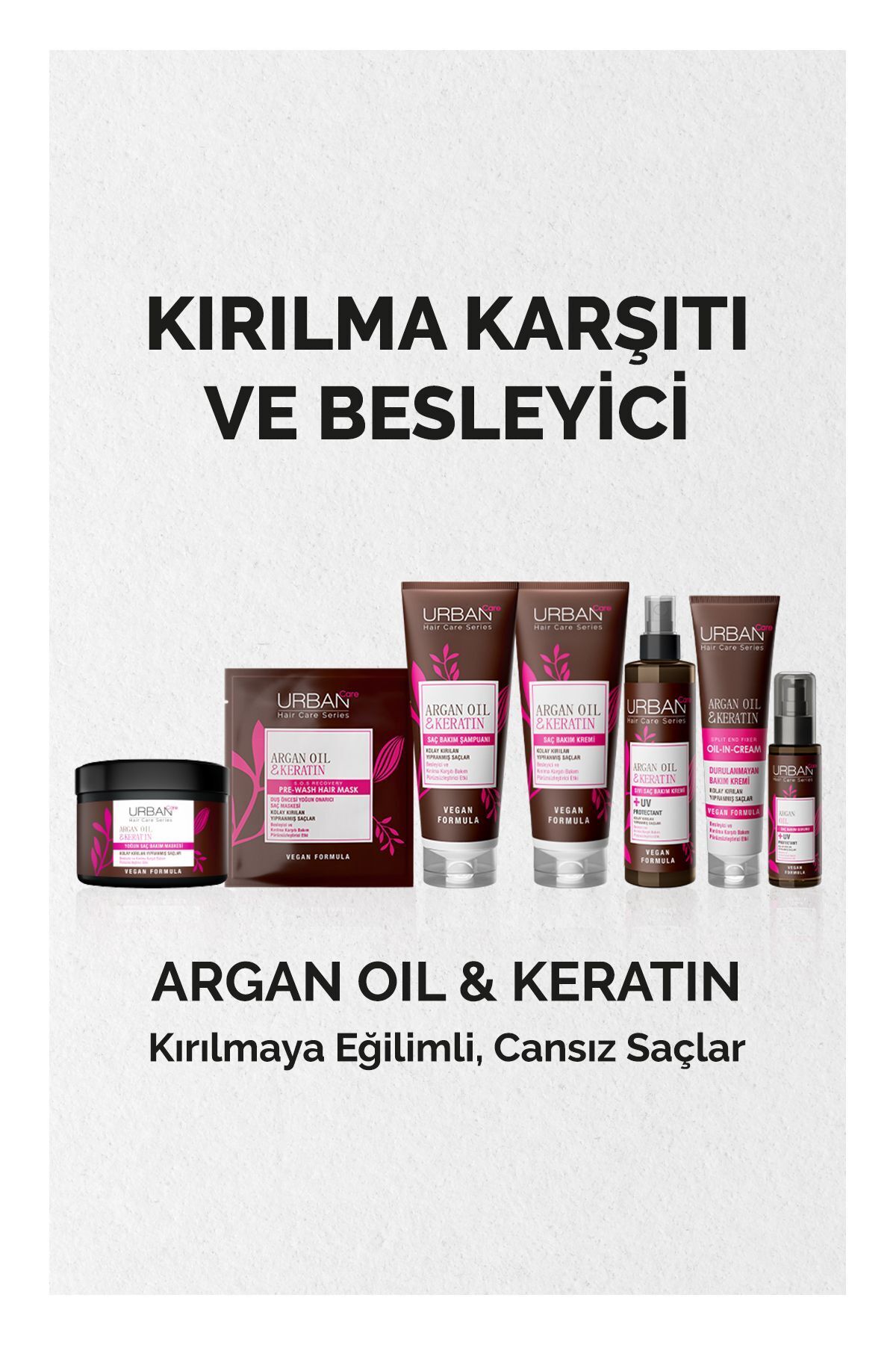 Argan Oil & Keratin Kolay Kırılan Yıpranmış Saçlara Özel Duş Öncesi Saç Bakım Maskesi 3x50ml-vegan — SET.URB.160 — تصویر 4 از 5