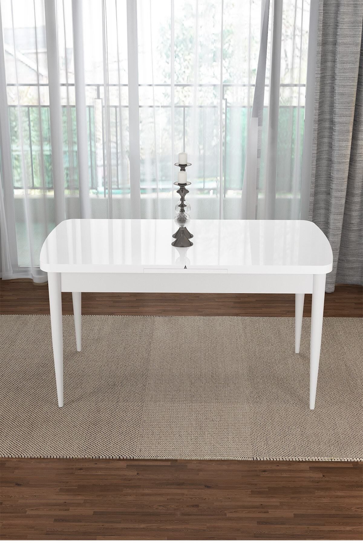 Diana Beyaz 80x132 Mdf Açılabilir Mutfak Masası Takımı 4 Sandalye, 1 Bench-2