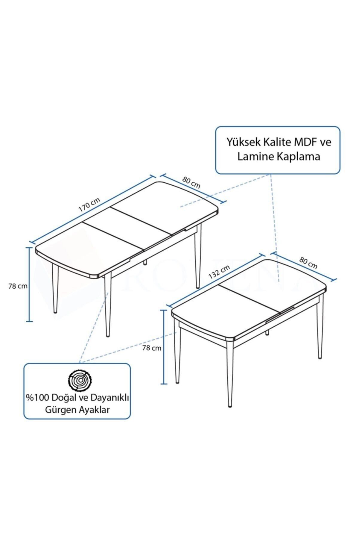 Vien Siyah Mermer Desen 80x132 Mdf Açılabilir Mutfak Masası Takımı 4 Adet Sandalye-2