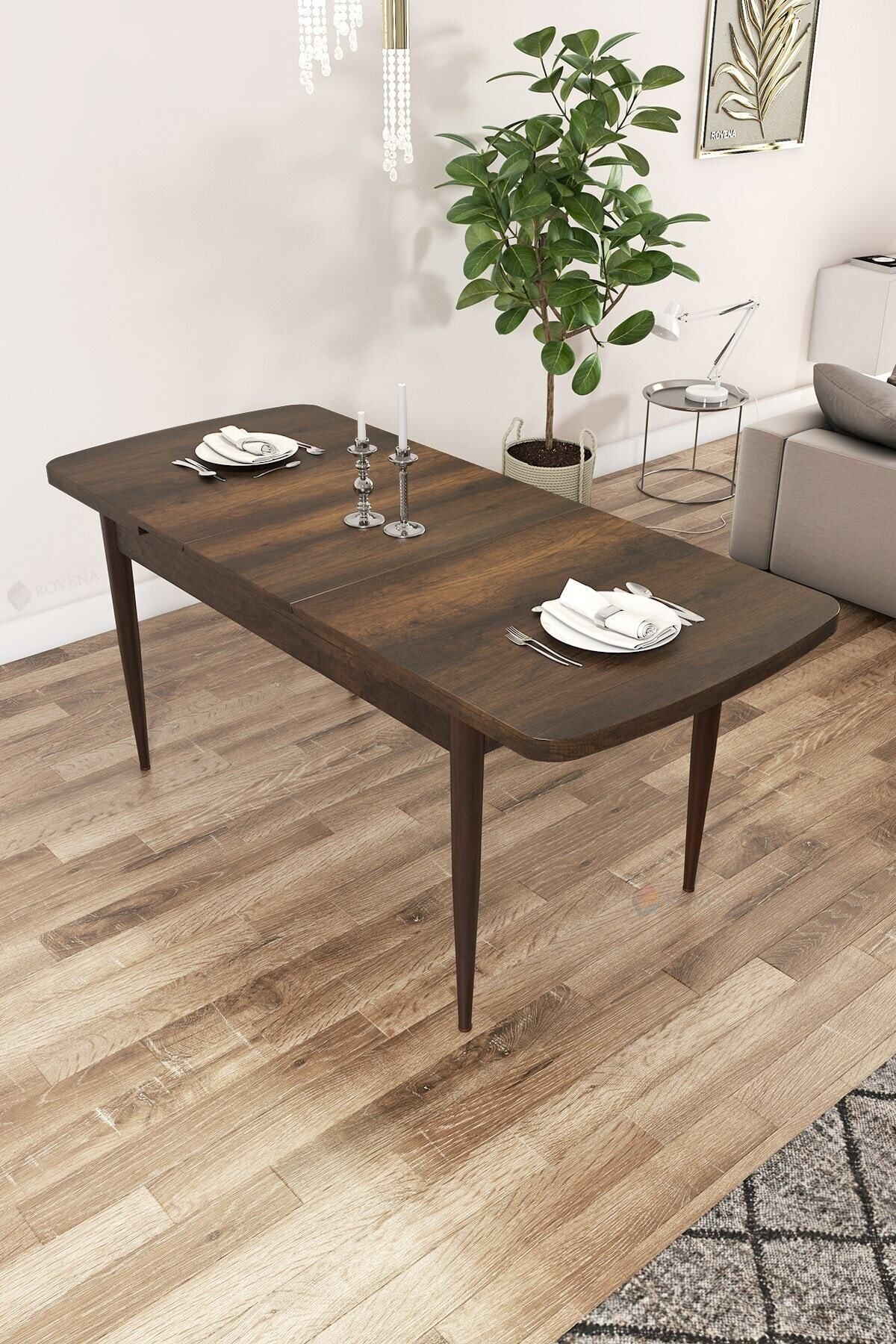 Vien Barok Desen 80x132 Mdf Açılabilir Mutfak Masası Takımı 6 Adet Sandalye-3