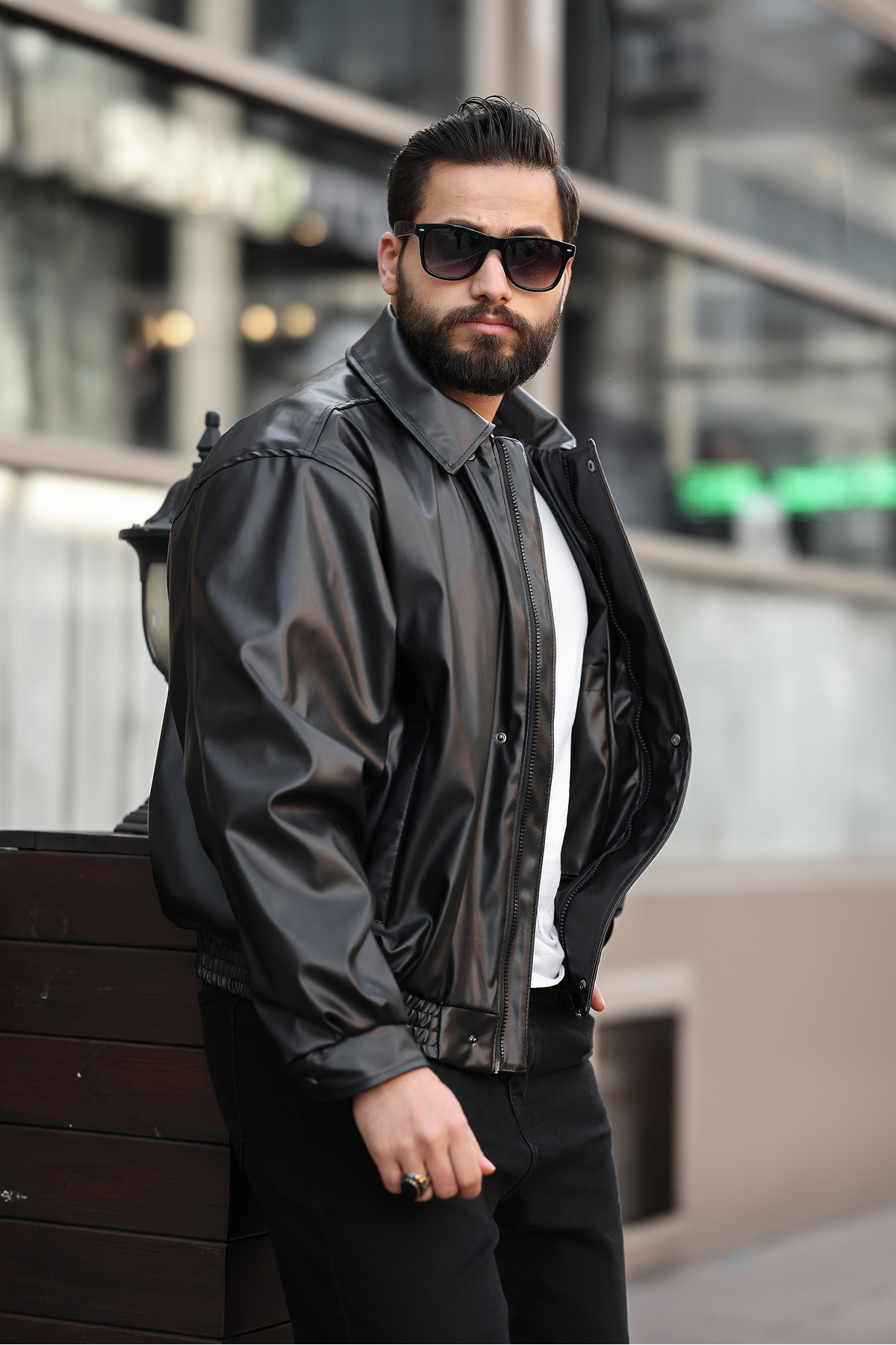 Oversize Erkek Deri Mont Unisex Mont — مشکی OversizeDeri74 — تصویر 4 از 5