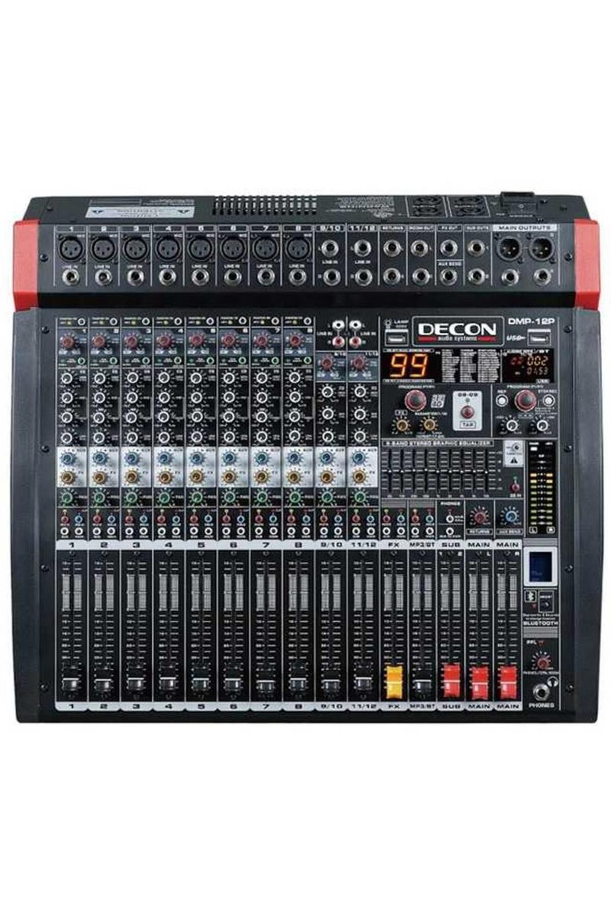 Genel Markalar Dmp-12p Usb-bluetooth 8 Kanal Mono/2 Kanal Stereo 2x650w 12 Kanal Power Mıxer