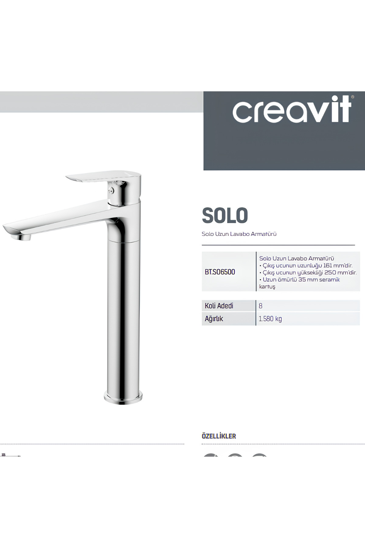 Creavit-Solo Chrome Long Sink Faucet So6500 3