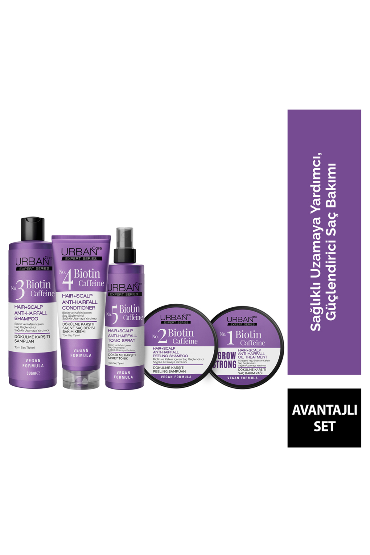 Urban Care Expert Biotin ve Kafein Dökülme Karşıtı Saç Bakım Seti 5li-Hızlı Uzamaya Yardımcı-vegan — SET.URB.184