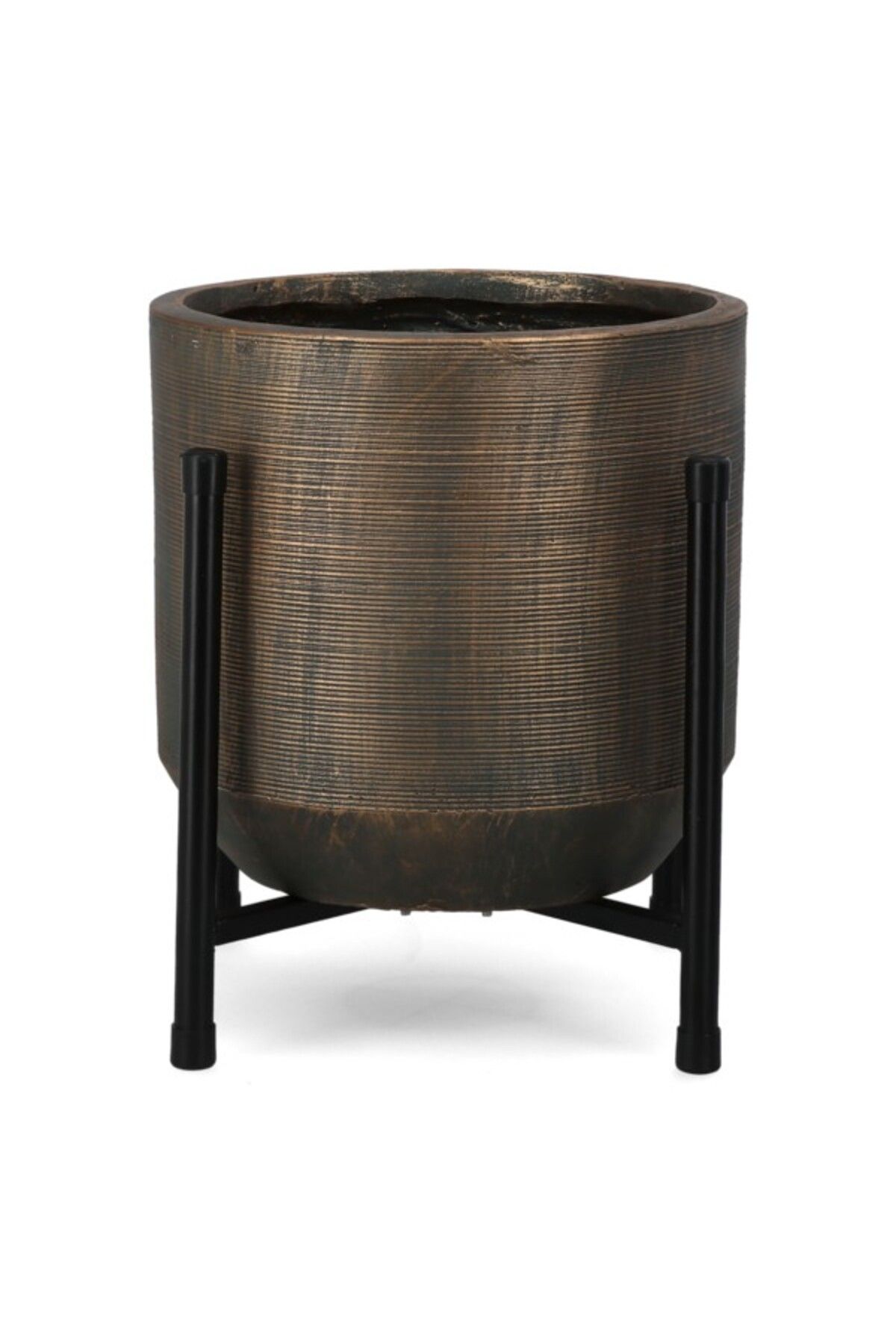 SERENE-Textured Finish Cylindrical Metal Planter with Stand 3