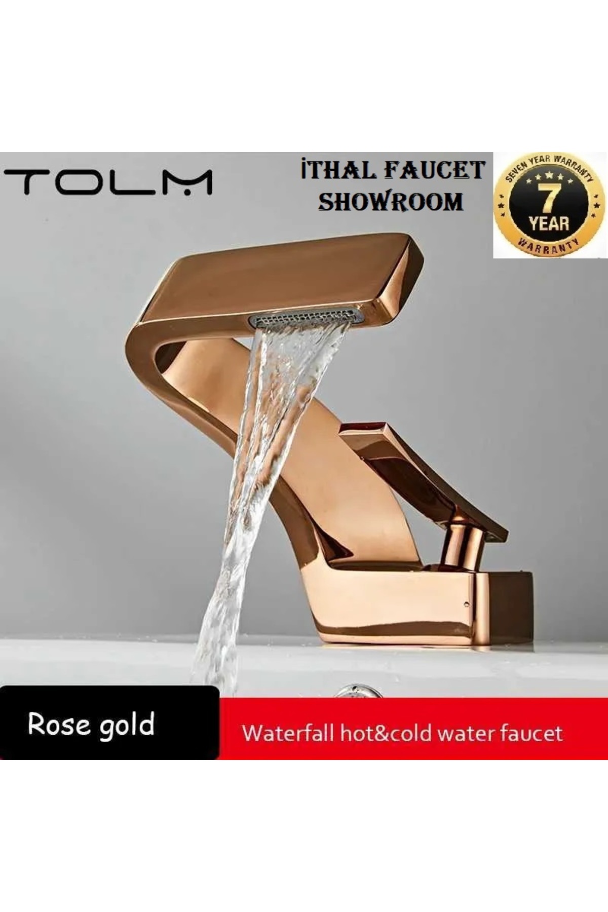 OEM Banyo Lavabo Bataryası Rose Renk Şelale Yeni Tasarım 7 Yıl Garantili İthal