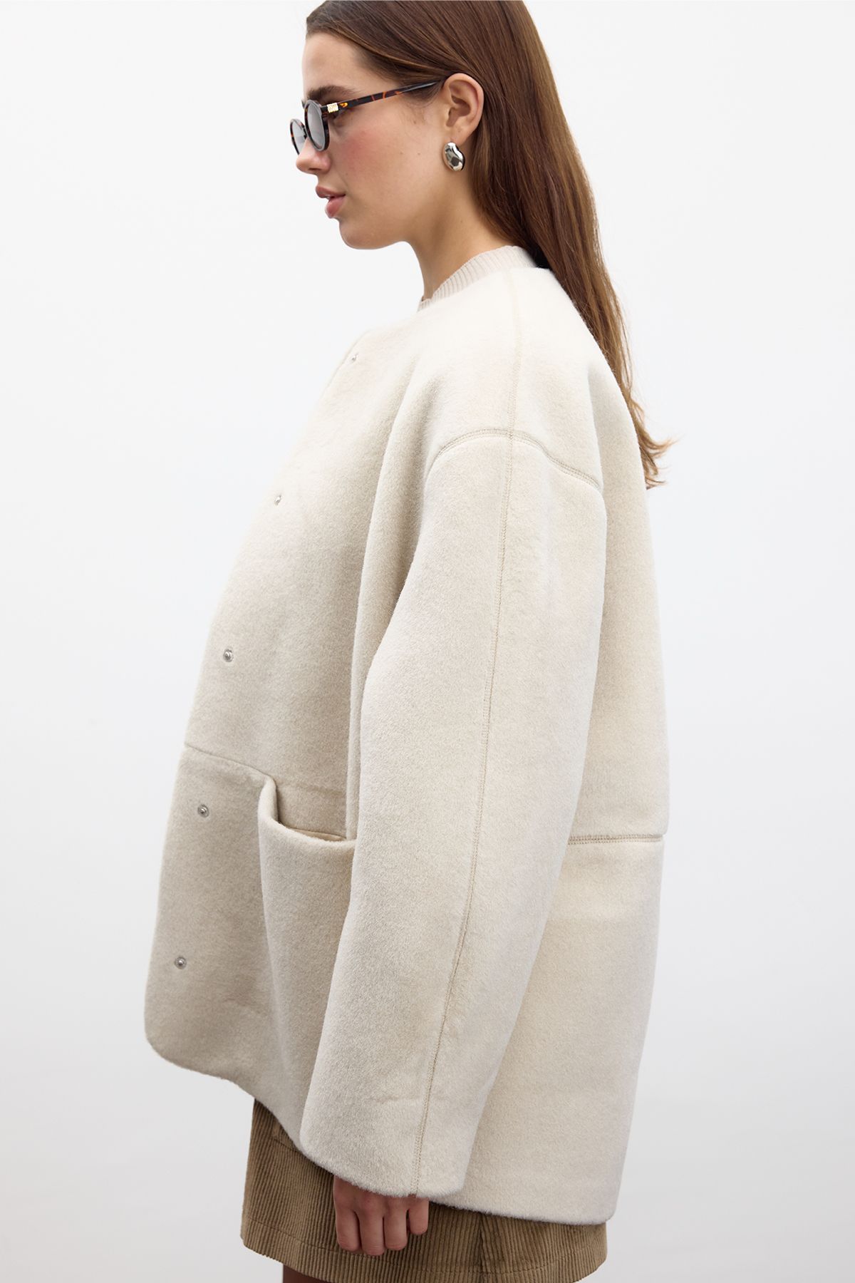 Manuka-Beige Cashew Coat - with Pockets 6
