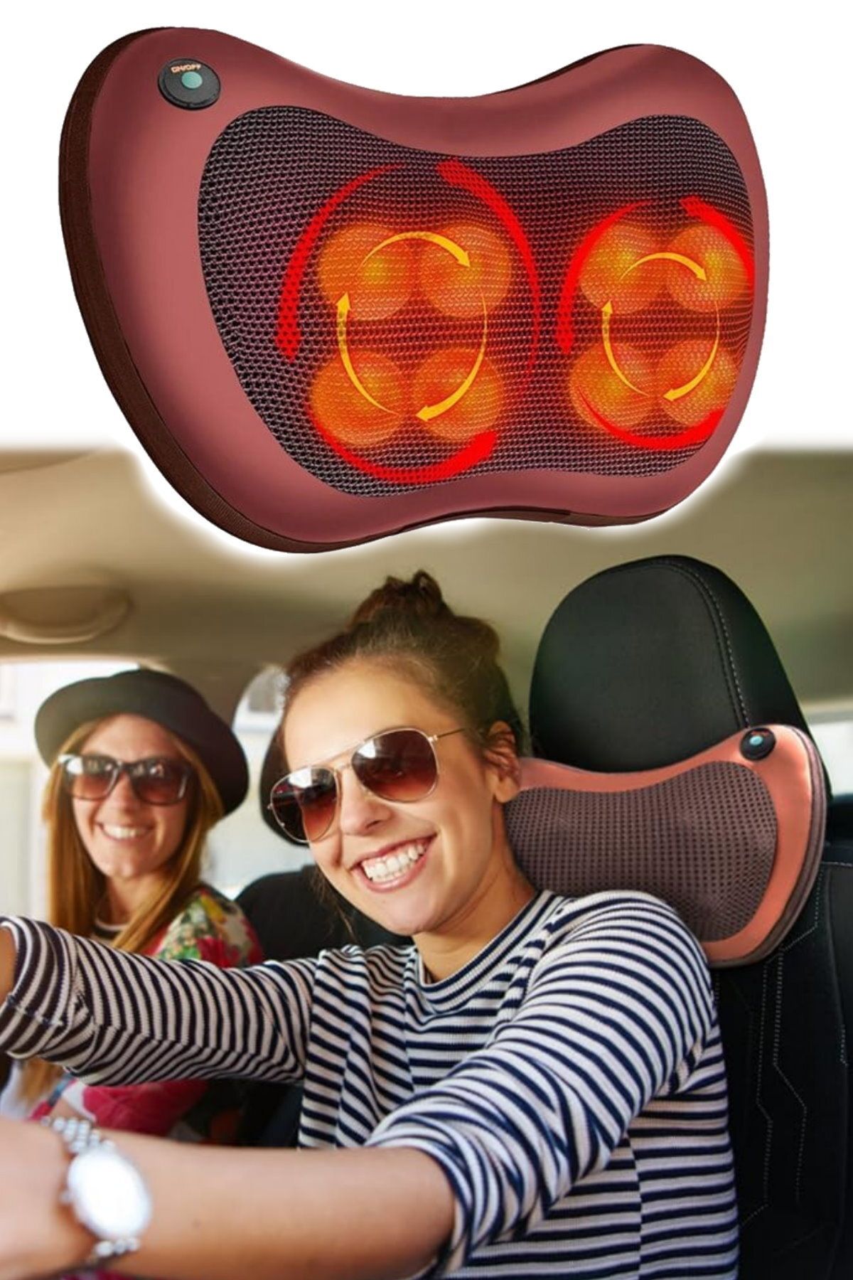 Munico Kafa Masaj Minderi Ev Araba sırt yastığı Yastıkları Bel Boyun Servikal Elektrik Shiatsu Japon Masajı