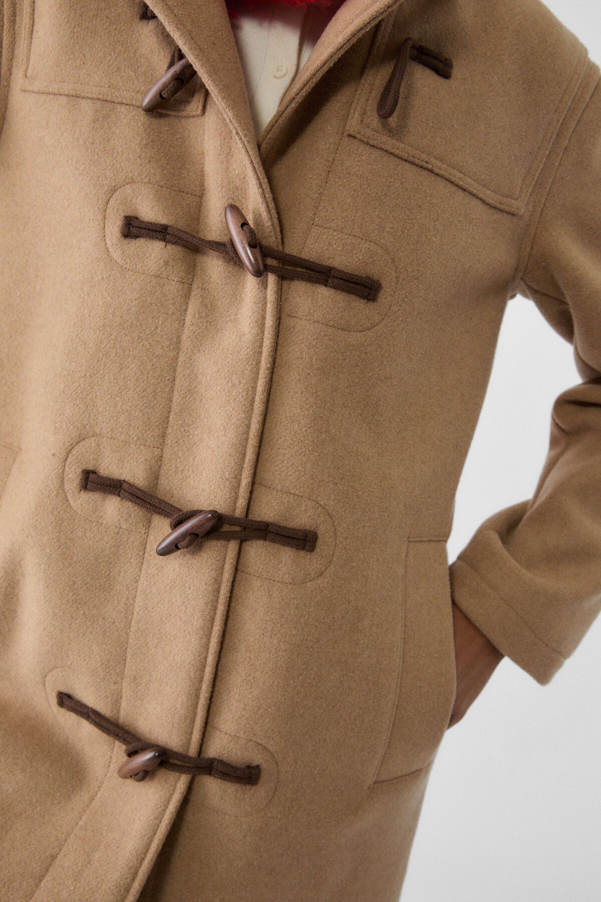 Stradivarius-Felt texture midi duffle coat 4