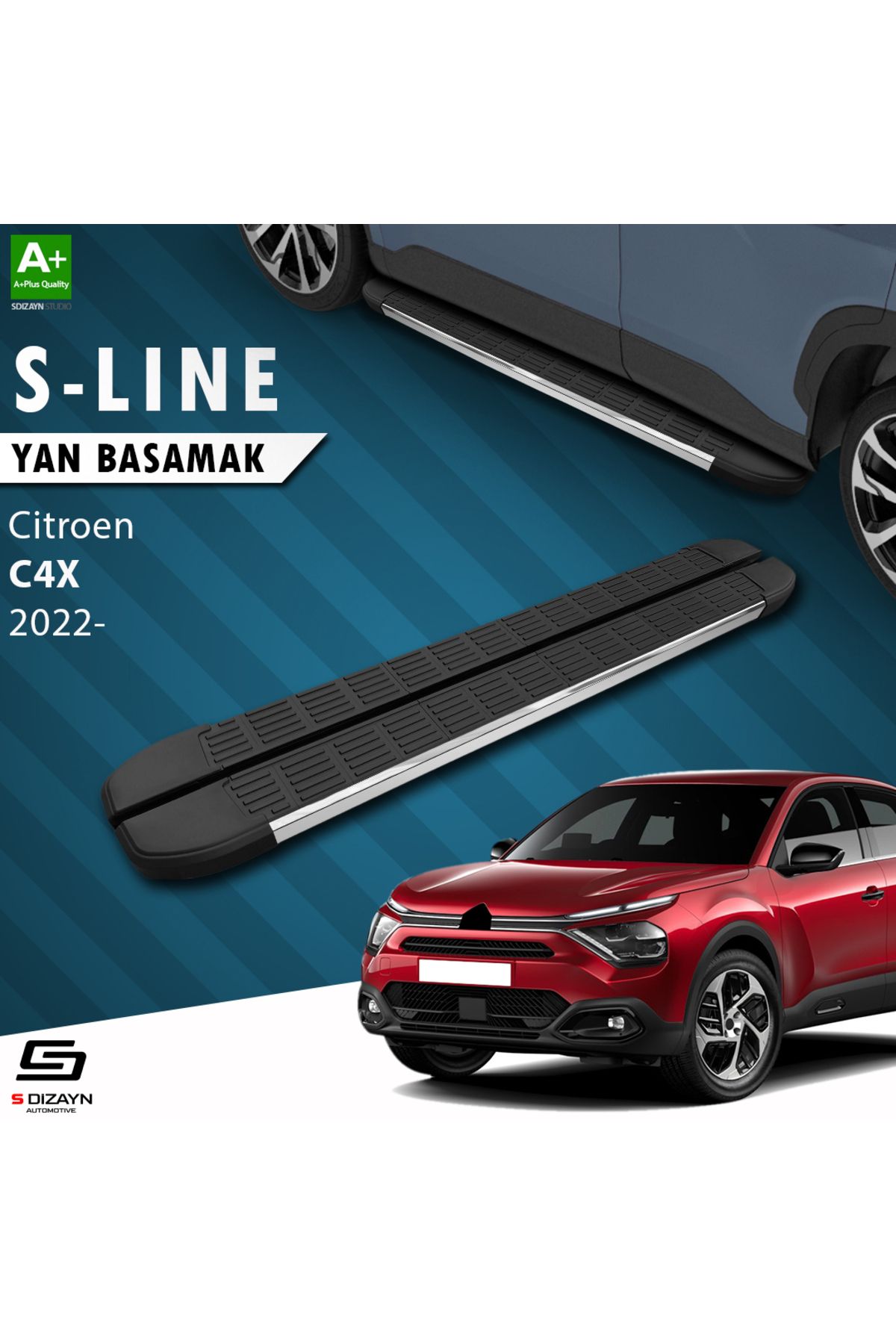 Life Tuning S-Dizayn Citroen C4 X S-Line Krom Yan Basamak 183 Cm 2022 Üzeri A+ Kalite