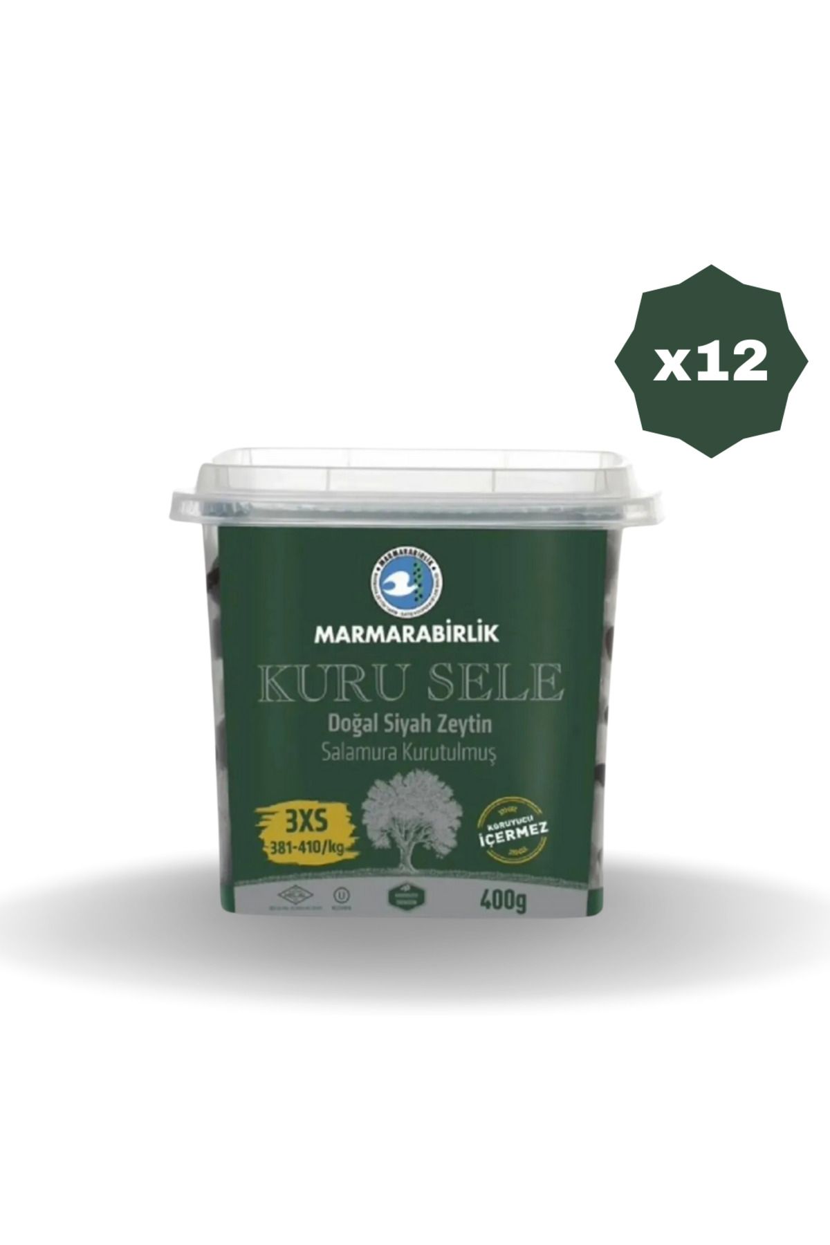 MarmaraBirlik Marmarabi̇rli̇k Zeyti̇n 381-410 3xs Yağli Salamura Pet 400 Gr - (12 Adet)