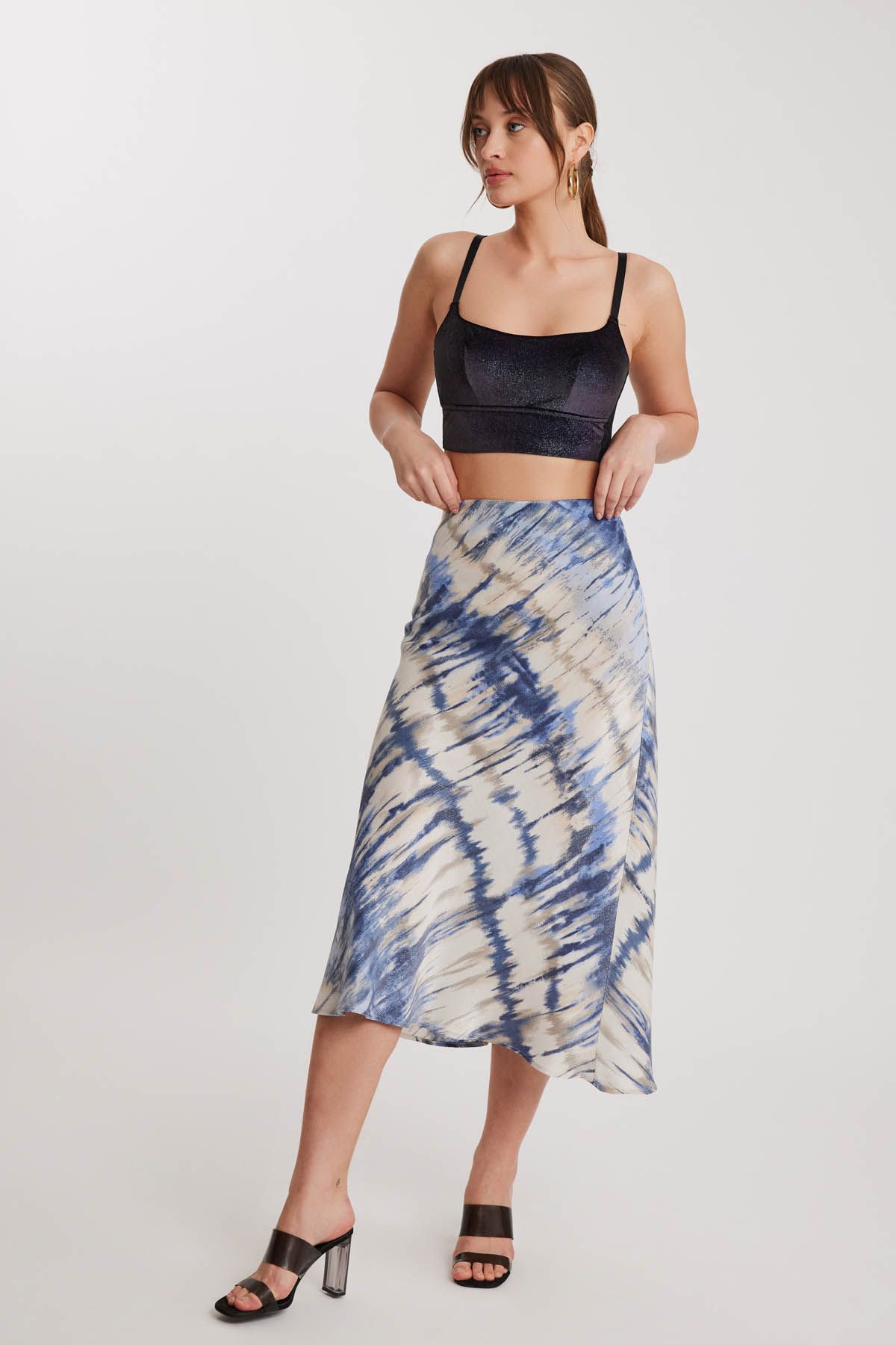 Vitrin-Shiny Pattern Midi Skirt 4