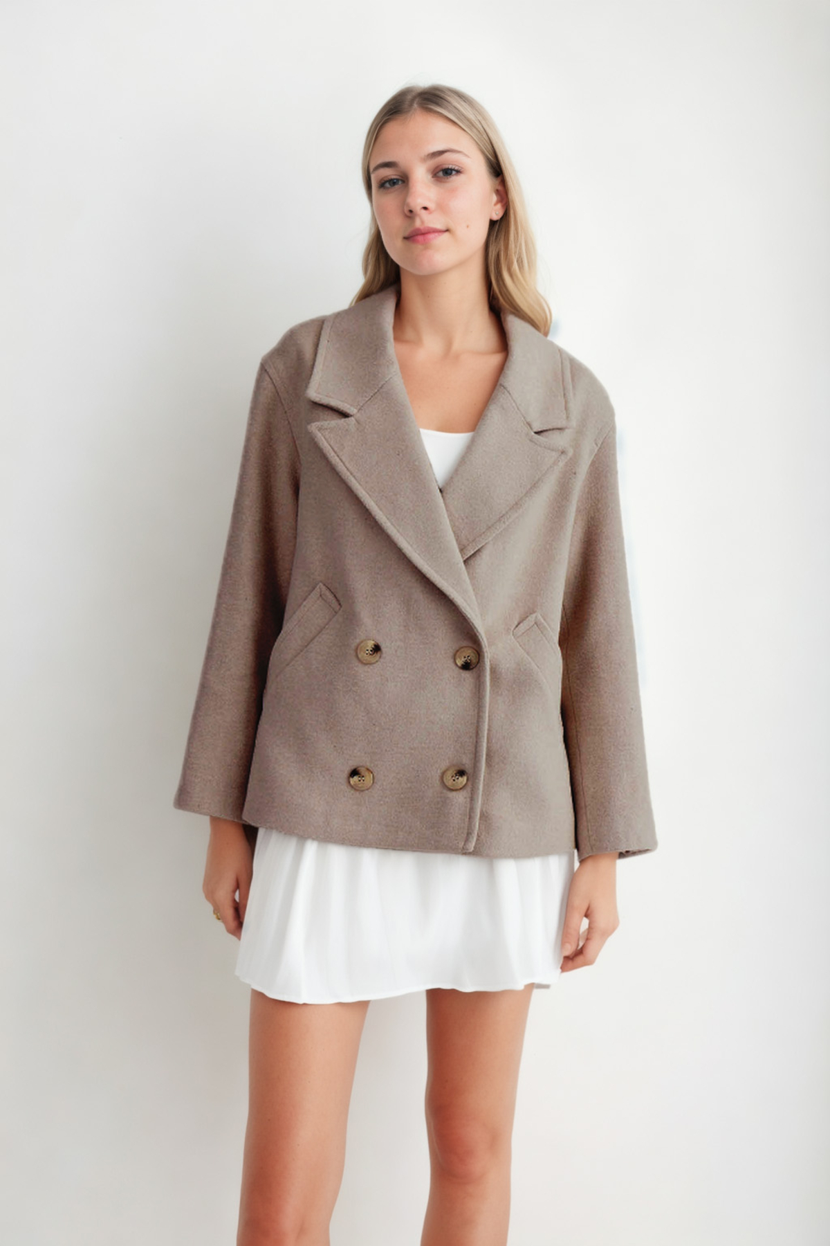 Vitrin  Düğmeli Kısa Kaşe Kaban - Görsel 3