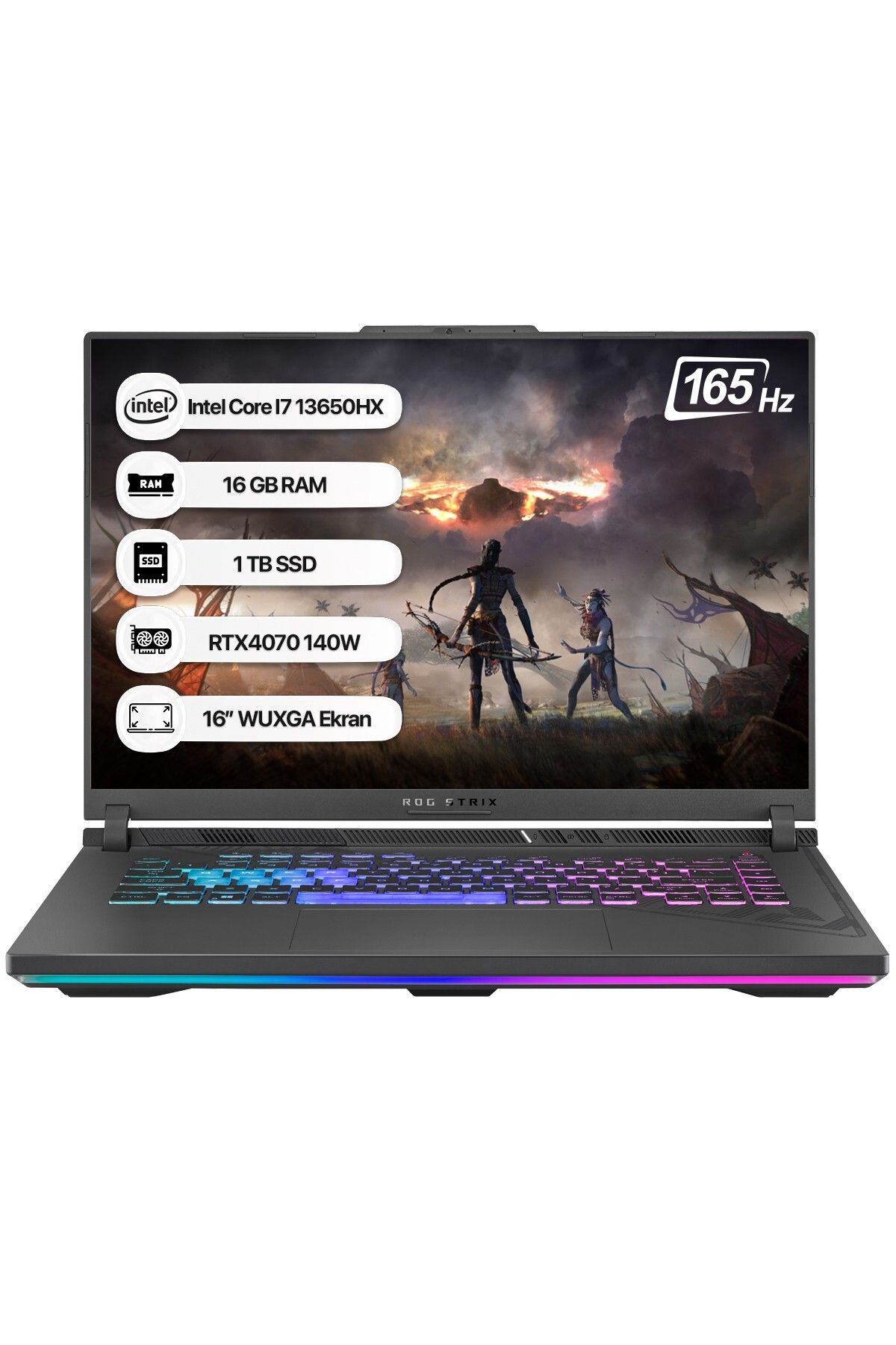 ASUS Rog Strix G16 G614jı-n3189 Intel Core I7 13650hx 16 Gb 1 Tb Ssd Rtx 4070 165 Hz Freedos 16" Wux