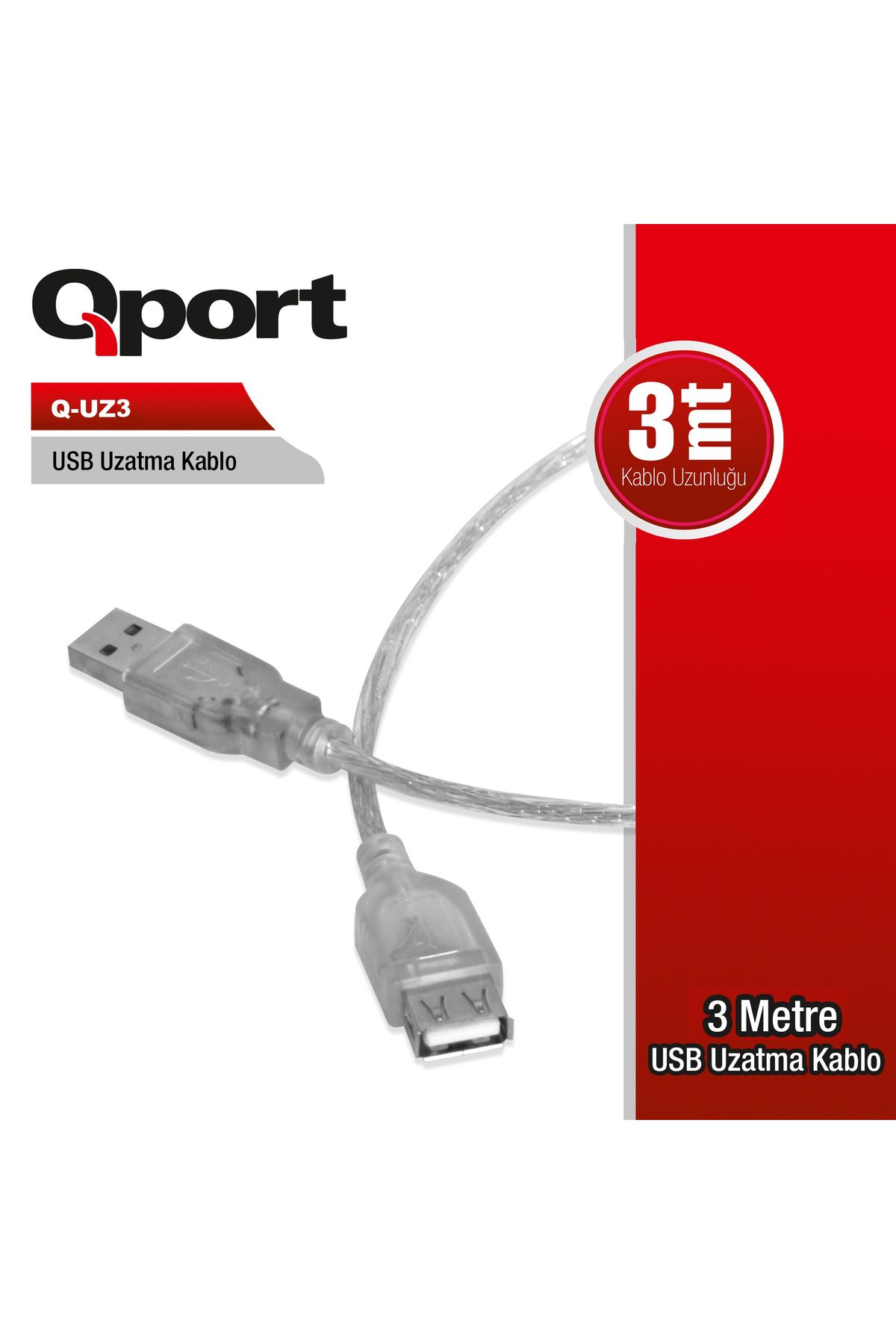 Qport Q-UZ3 3MT USB UZATMA KABLOSU