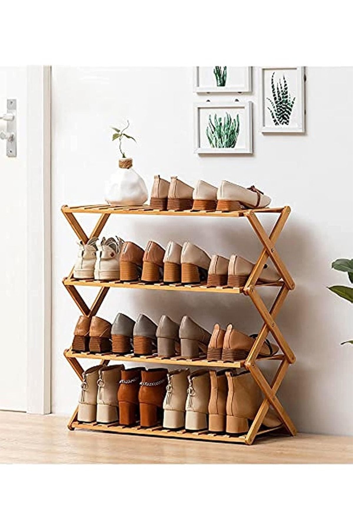 Taimi- 4 Tier Wide Wood Plant Stand Flower Pot Holder Display Rack Shelves Step Ladder 68x25x68cm 1