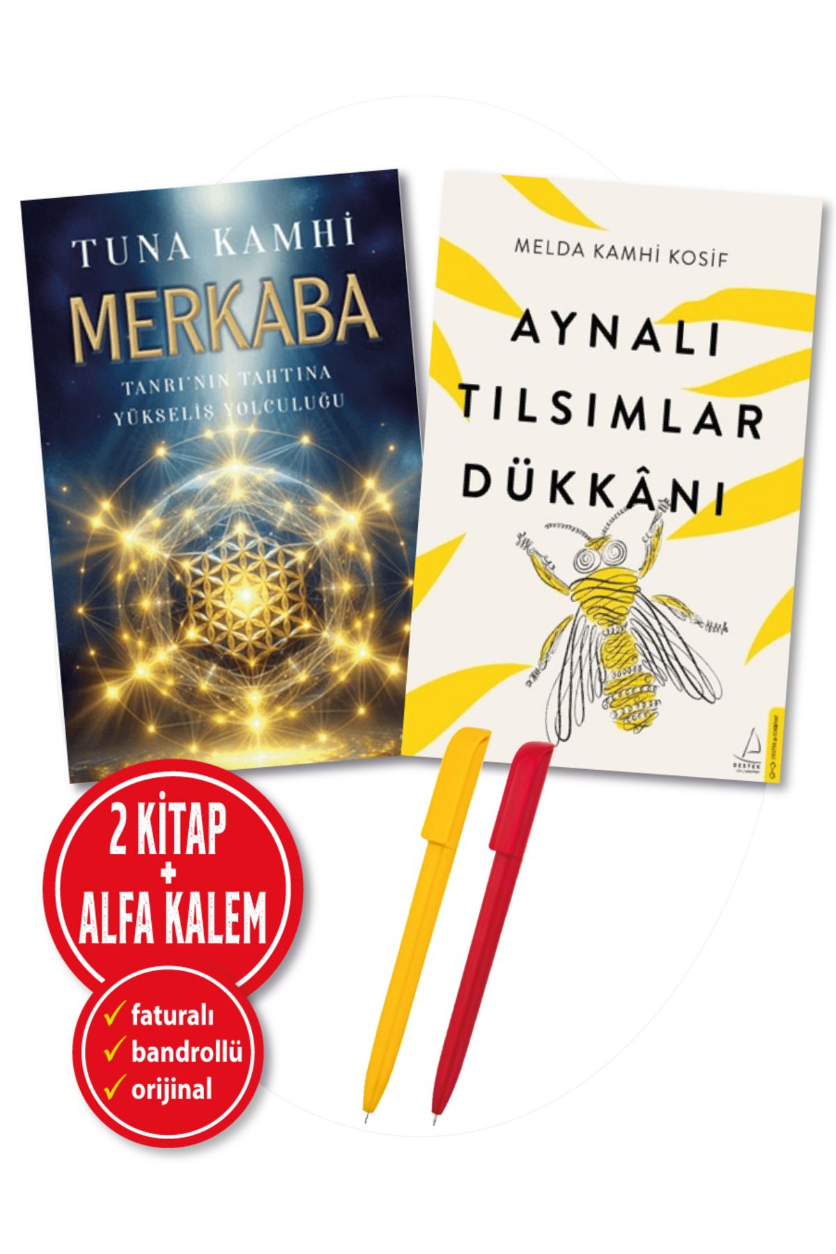 Destek Yayınları Alfa Kalem+Merkaba(Tuna Kamhi)+Aynalı Tılsımlar Dükkanı(Melda Kamhi Kosif) 2 Kitap-YENİ-Kişisel G.