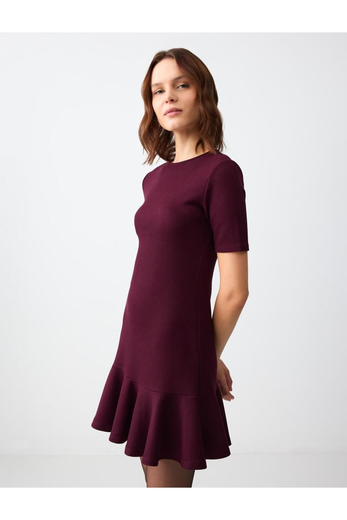 Jimmy Key-Sumac Crew Neck Pleated Knitted Mini Dress 3