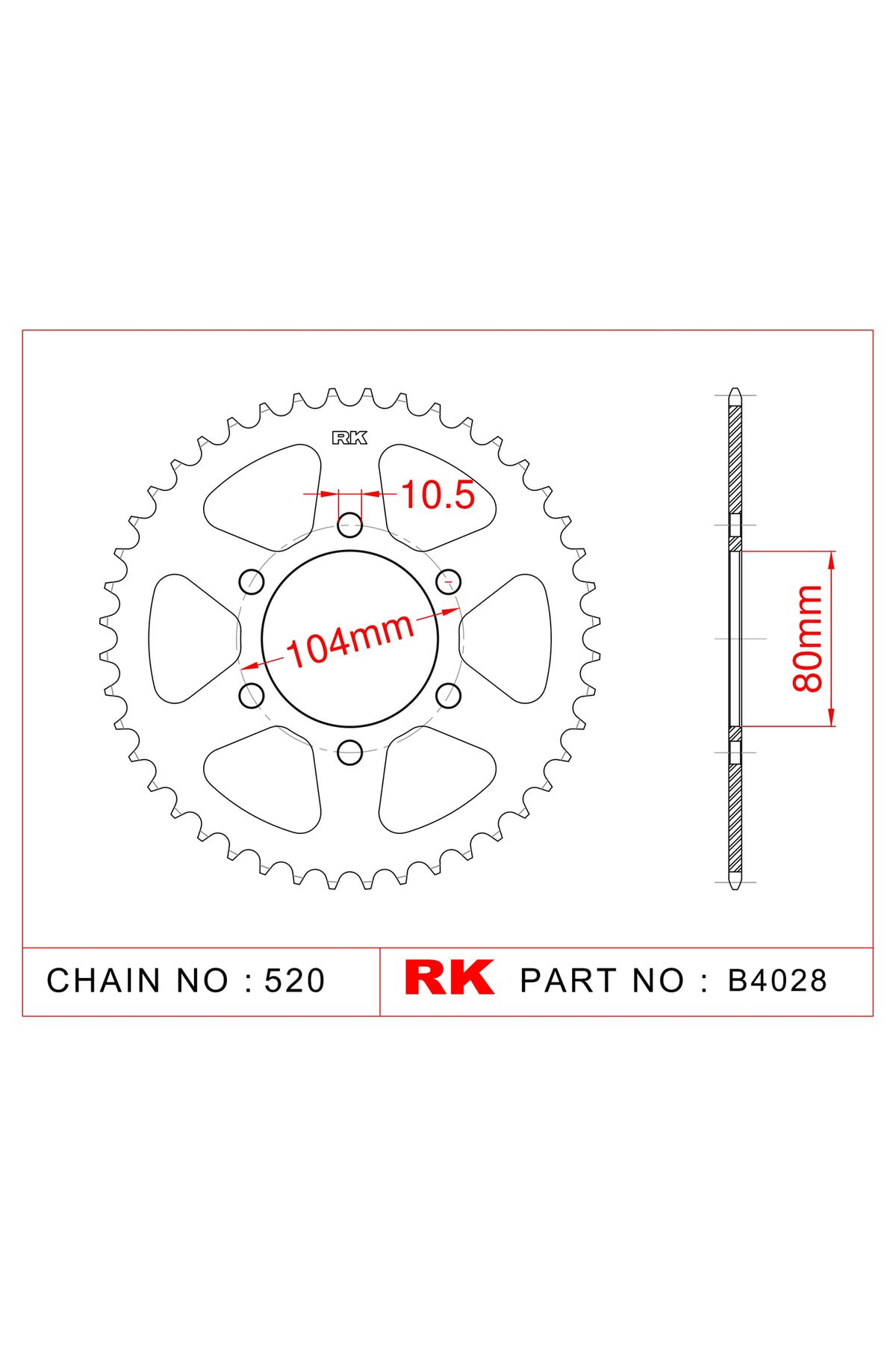 Kawasaki ZX-6 RR NINJA RK Çelik Arka Dişli B4028-40 2003 - 2004