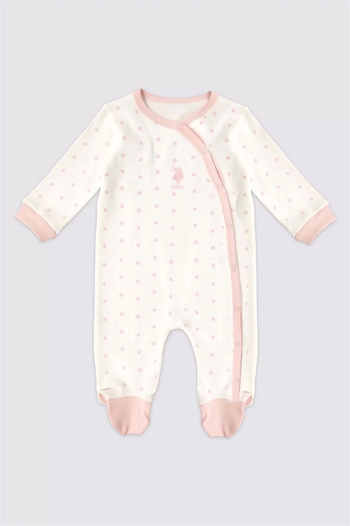 TİMİON-Defnada Baby Girl Jumpsuit - with Booties, Cream Color 1