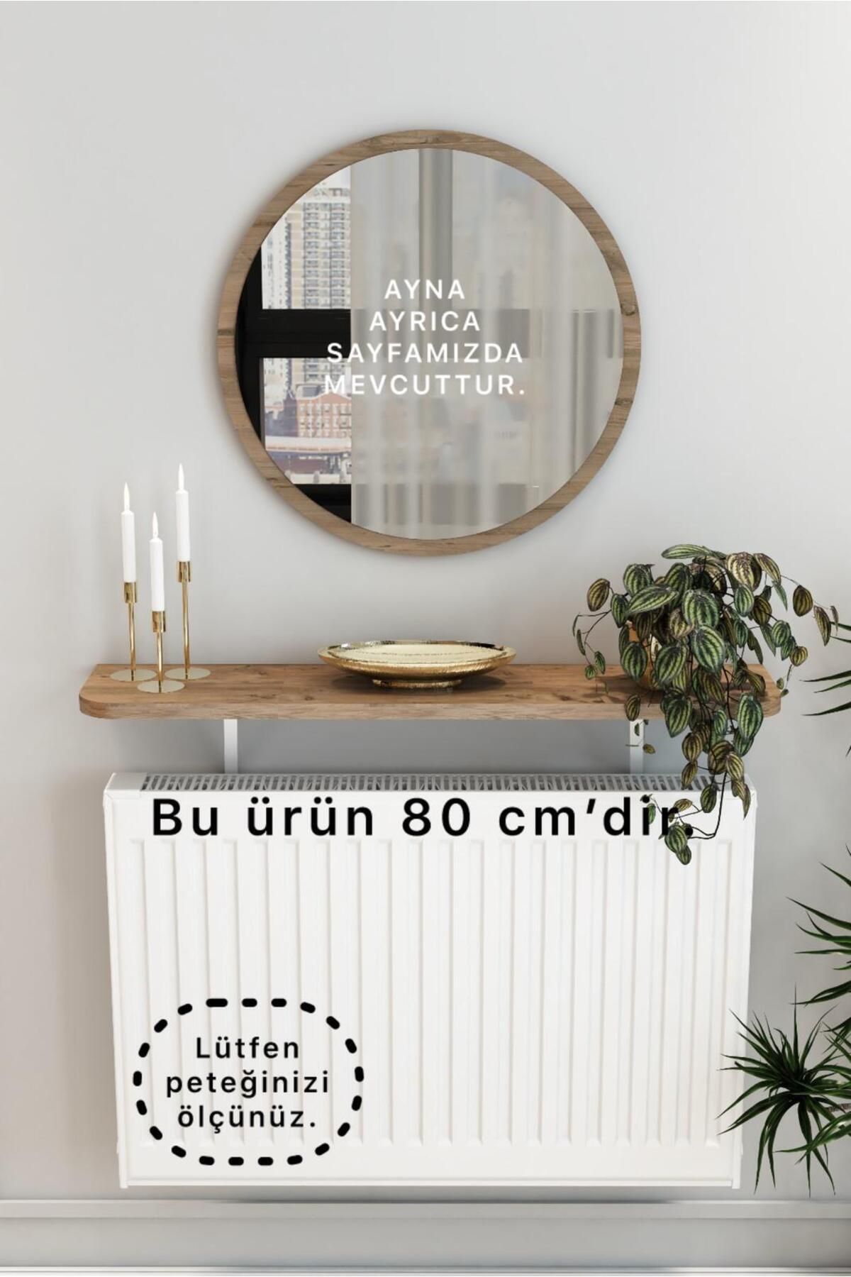 TALAŞTOZUM Atlantik Çam Petek Üstü Uçan Raf & Dresuar Duvar Montajsız Oval Kesim 80 Cm