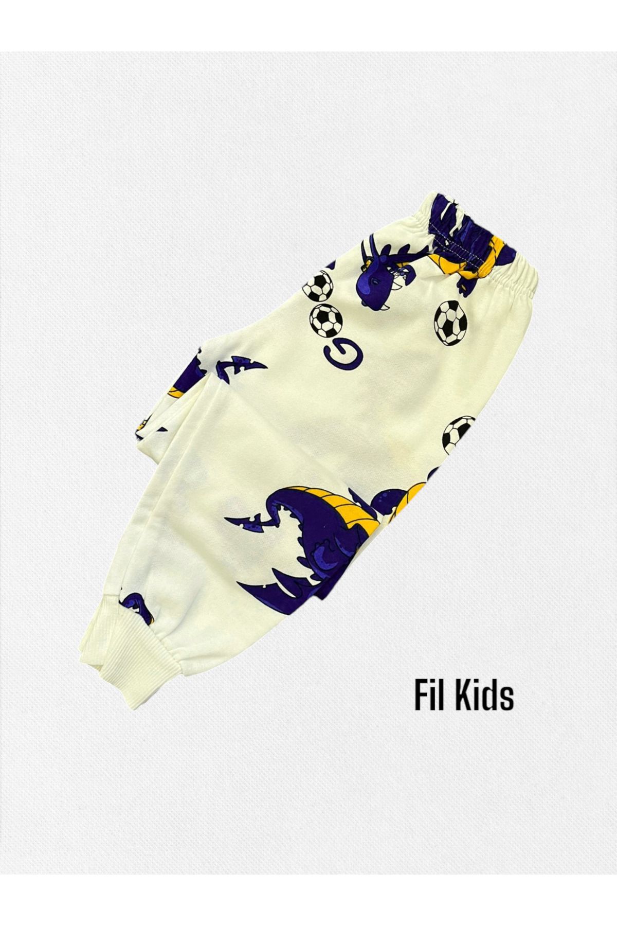 Fil Kids-Set de pijamale cu mânecă lungă, 100% bumbac, galben, bleumarin, cu model de dinozaur, pentru băiat 3