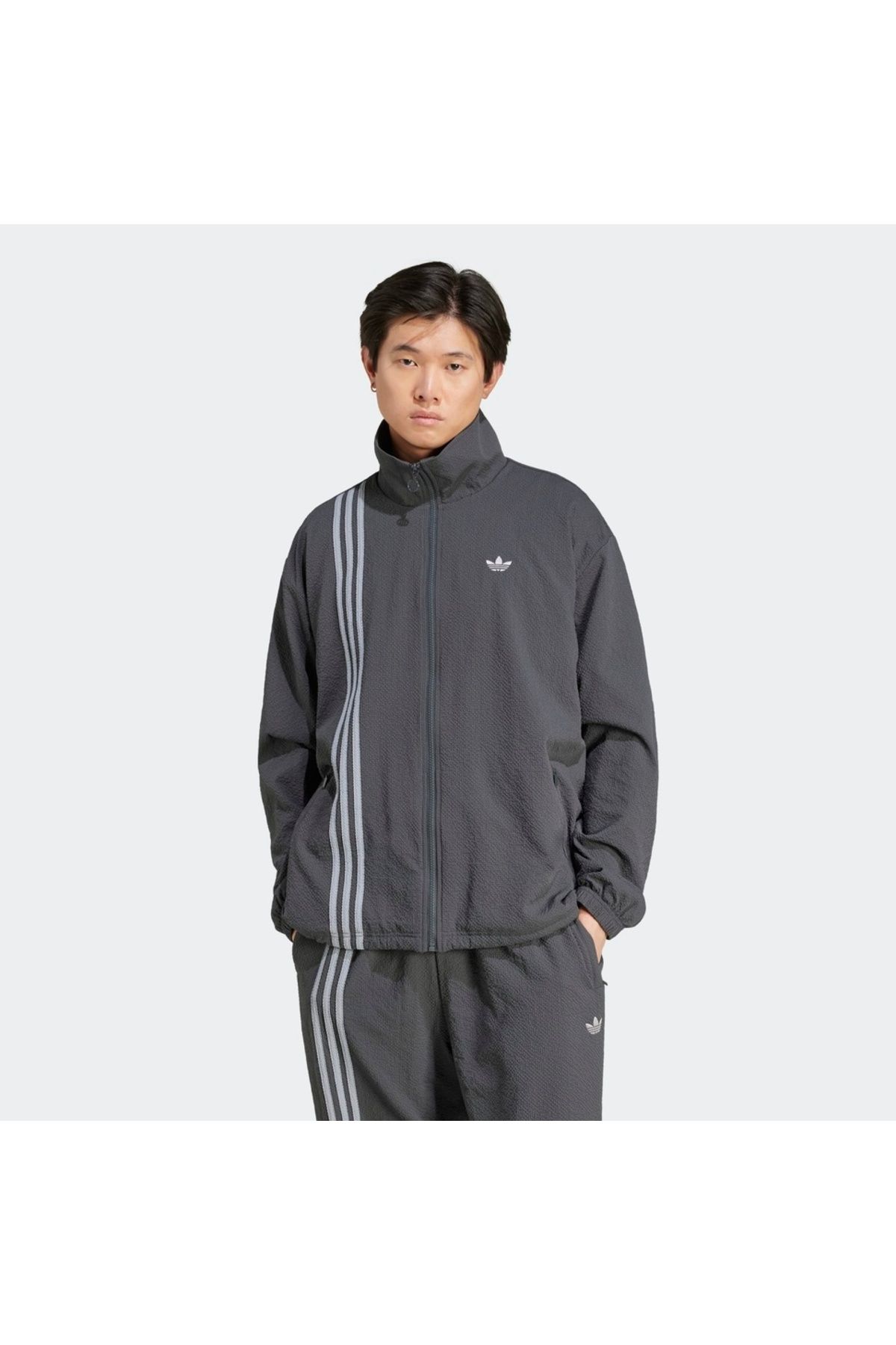 adidas Fashion Seersucker Firebird Erkek Gri Ceket (JC8860)