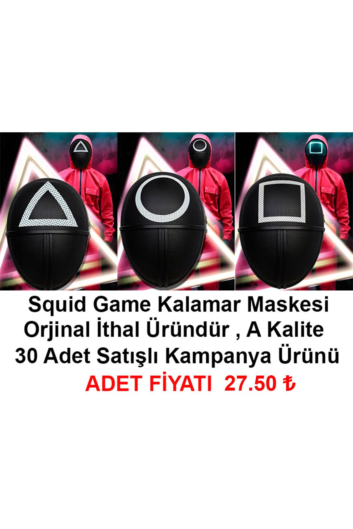 Astra Market Squid Game Maskesi 3 Model Toplam 30 Adet İthal A Kalite Maske - Kampanya Ürünü