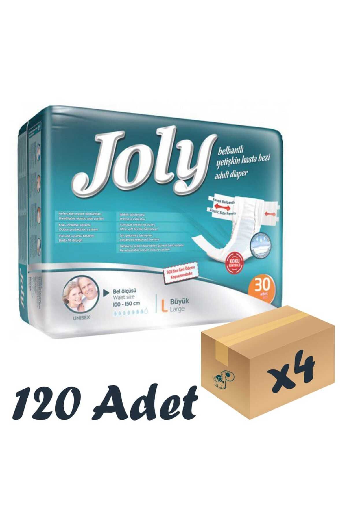 Joly Esnek Bel Bantlı Yetişkin Hasta Bezi Large 30’lu 4 Paket 120 Adet