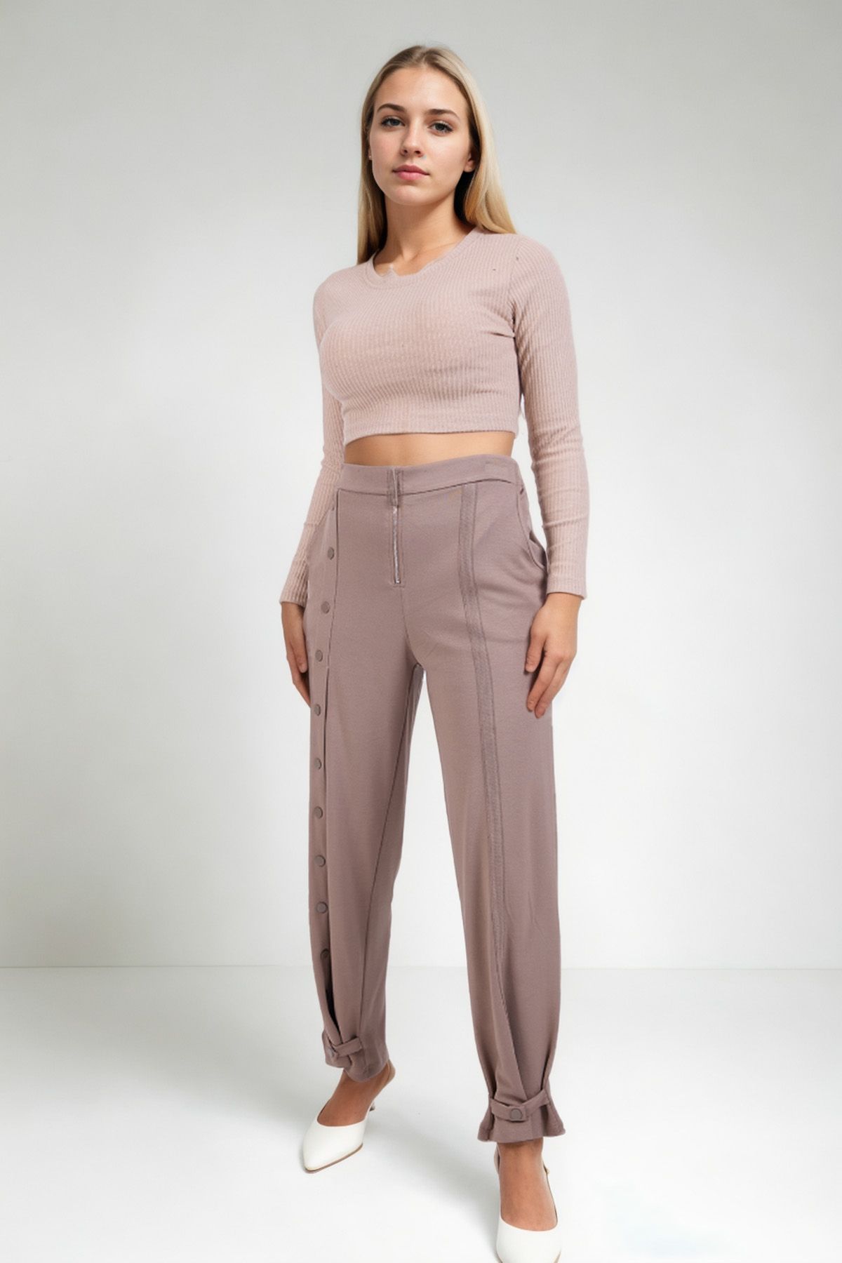 Vitrin-Modal Fabric Trousers with Button Front Zipper 4